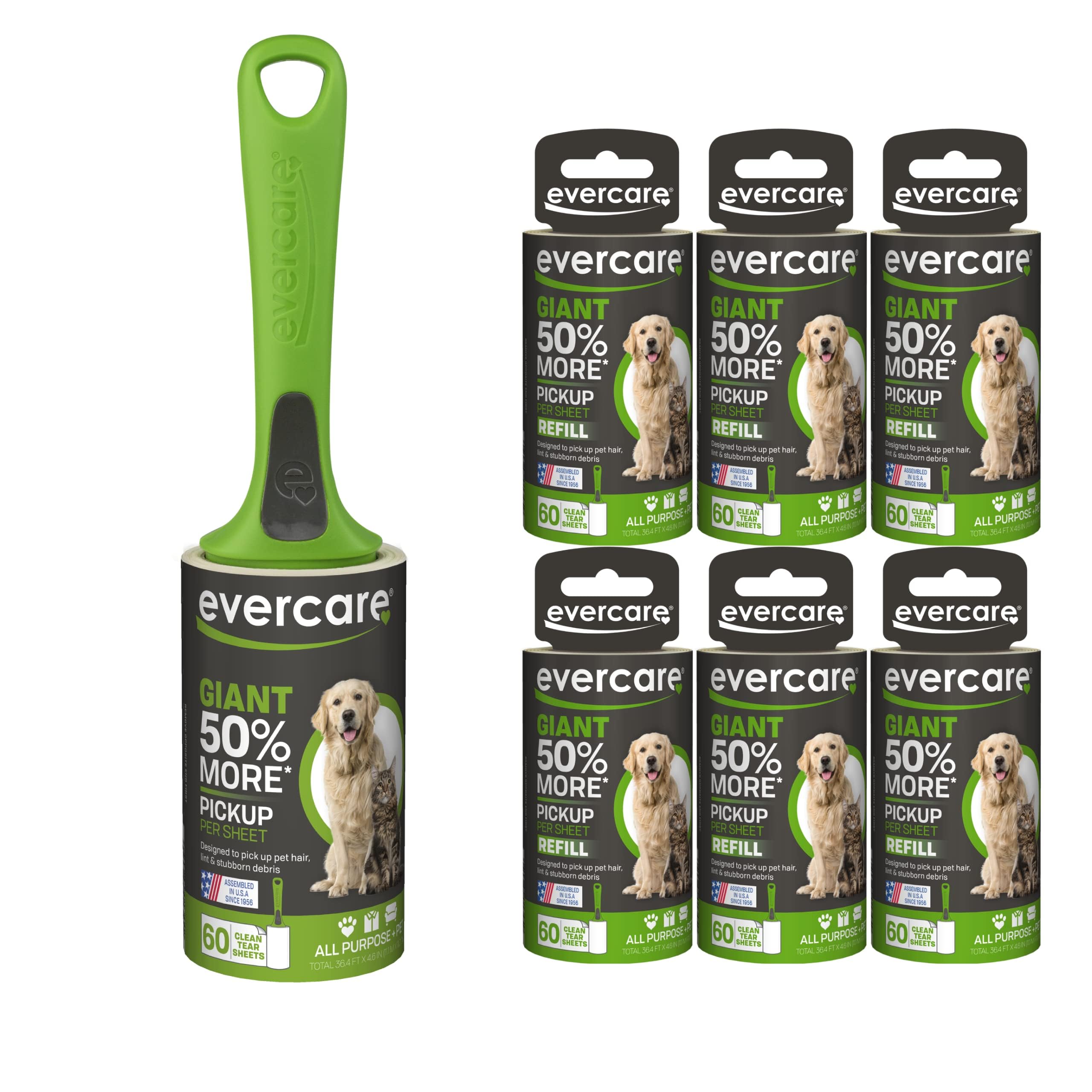 Evercare Pet Bundle Giant Pet Roller Refills - 6 Pack, Dark Green