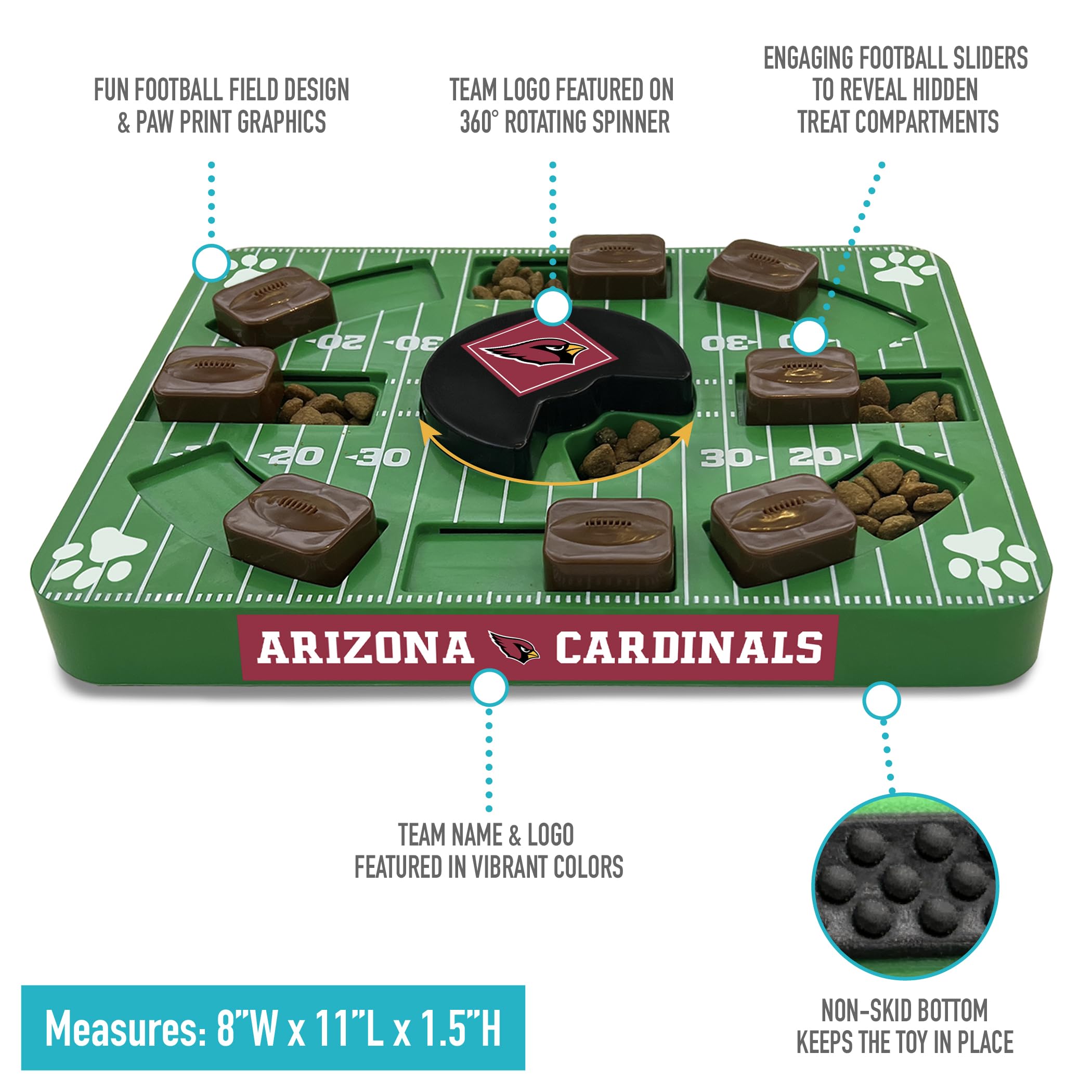 Pets First Nfl Arizona Cardinals Puzzle Toy, Puzzle Treat Dog Toy, Interactive Dog Treat Toy, Dog Puzzle