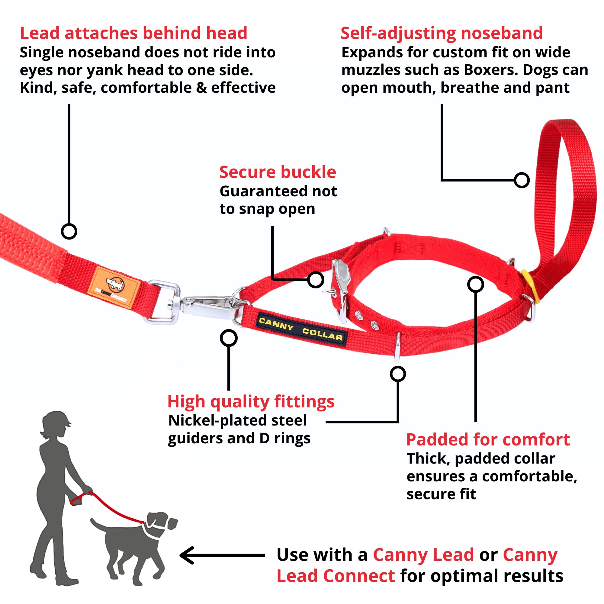 Canny Collar For Dog Training - The Kind, Safe And Comfortable No Pull Dog Collar, Train Your Dog Not To Pull On A Leash - Easy To Use Dog Training Headcollar For Enjoyable Walks - Black Size 3