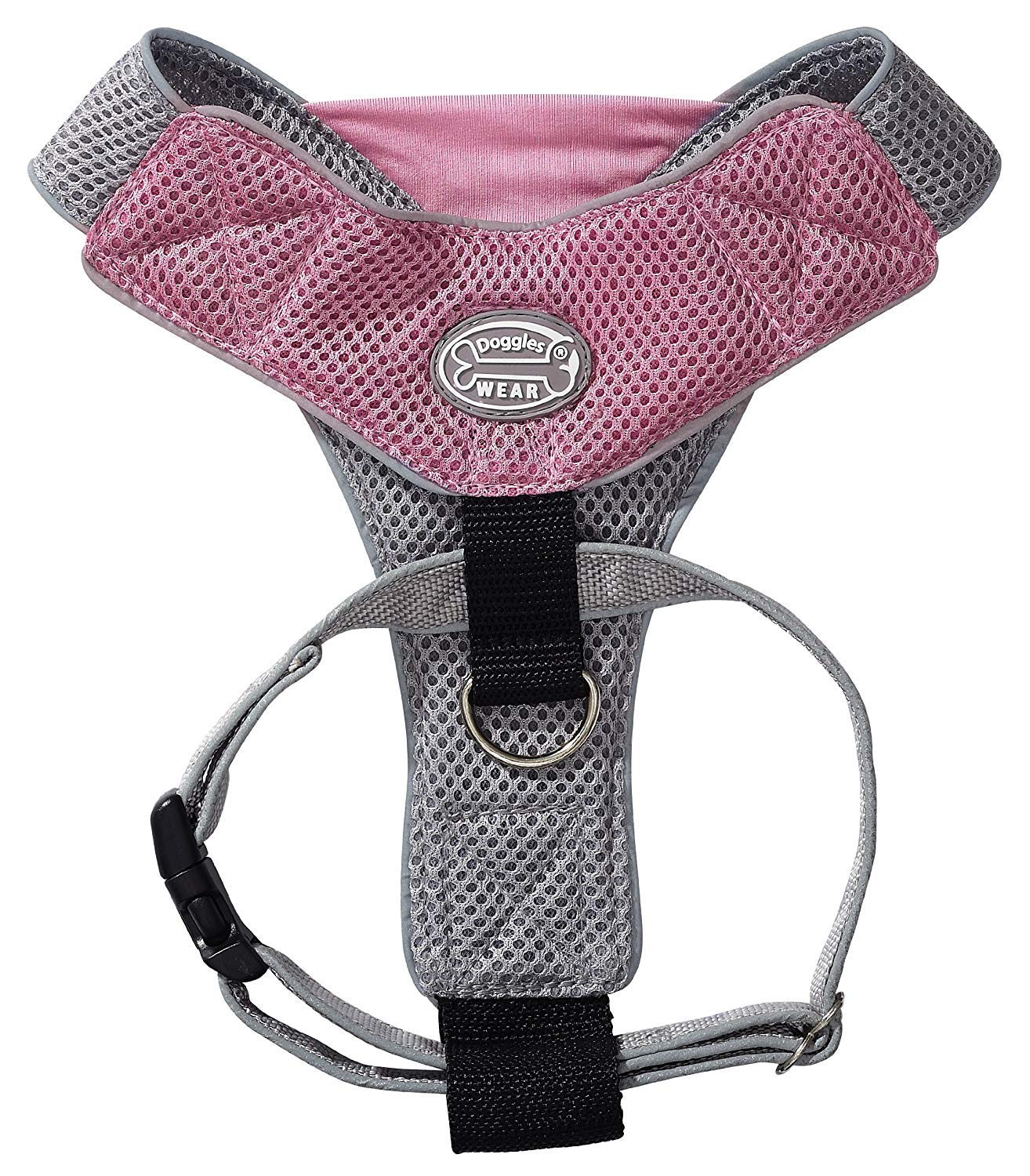 Doggles V Mesh Dog Harness, Pink/Gray, Medium