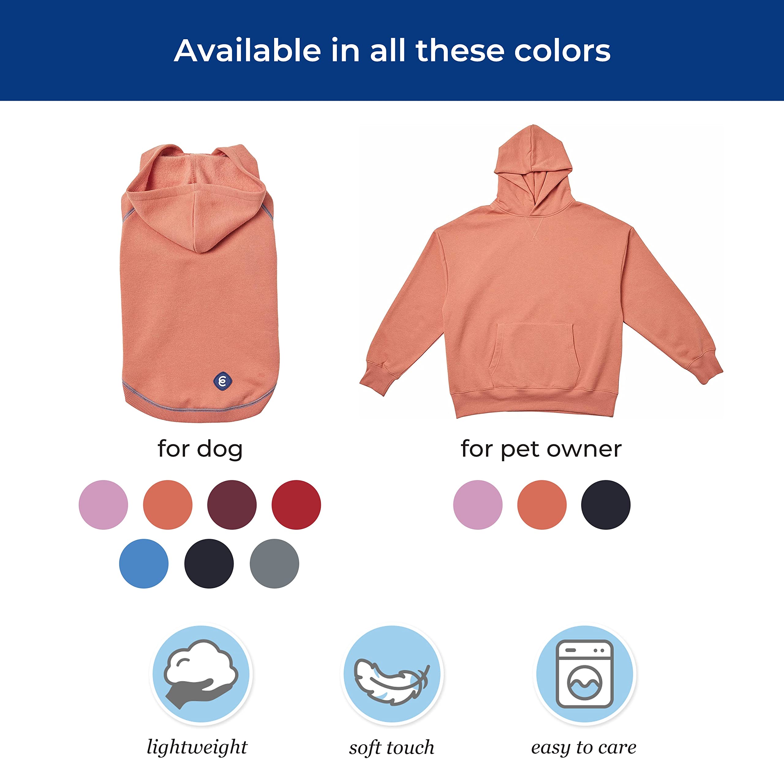 Blueberry Pet Essentials 2022/2023 New Soft & Comfy Better Basic Cotton Blend Dog Hoodie Sweatshirt In Coral, Back Length 16', Pack Of 1 Jacket For Dogs