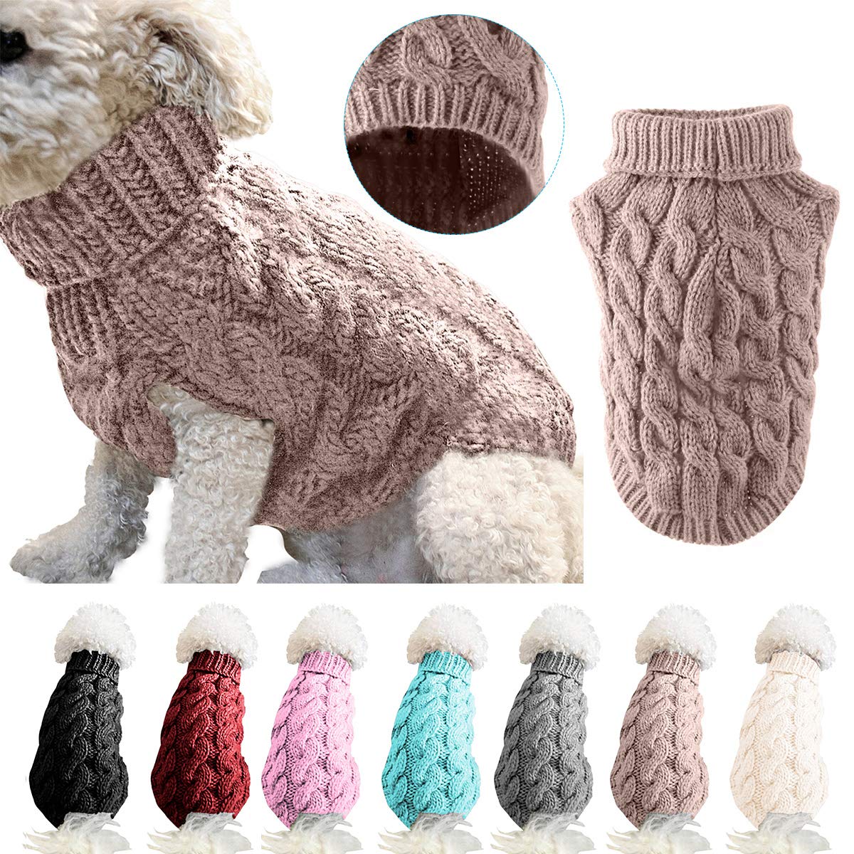 Pet Dog Turtleneck Knitting Sweater Coat Winter Warmer Thickening Pullover Knitwear Crochet Coat Clothes For Small Medium Large 