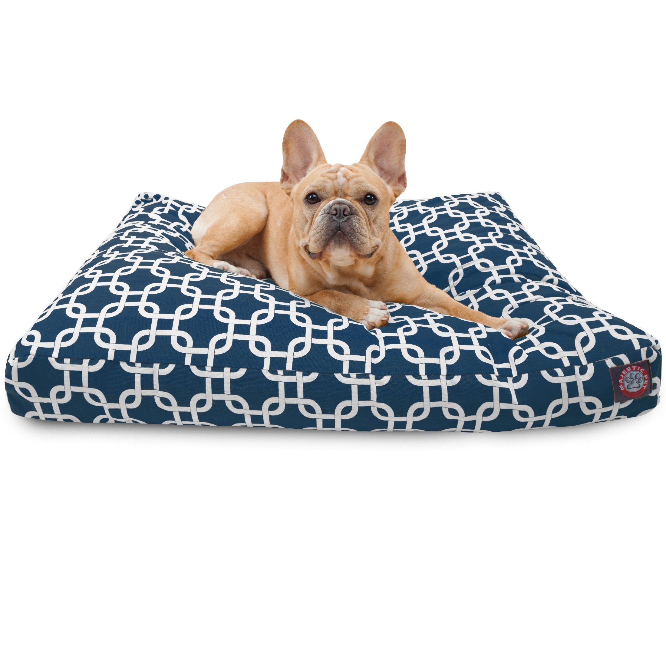 Navy Blue Links Small Rectangle Indoor Outdoor Pet Dog Bed With Removable Washable Cover By Majestic Pet Products