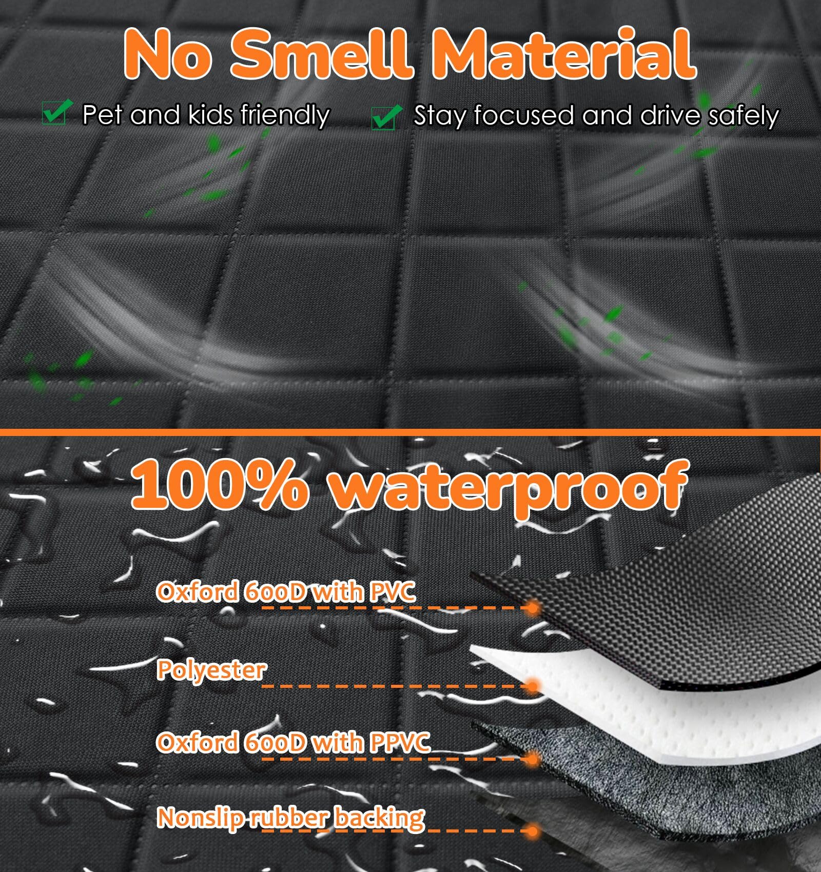 Urpower Dog Seat Cover 100% Waterproof Hammock 600D Heavy Duty Scratch Proof Nonslip Durable Soft Pet Back Seat Covers For Cars