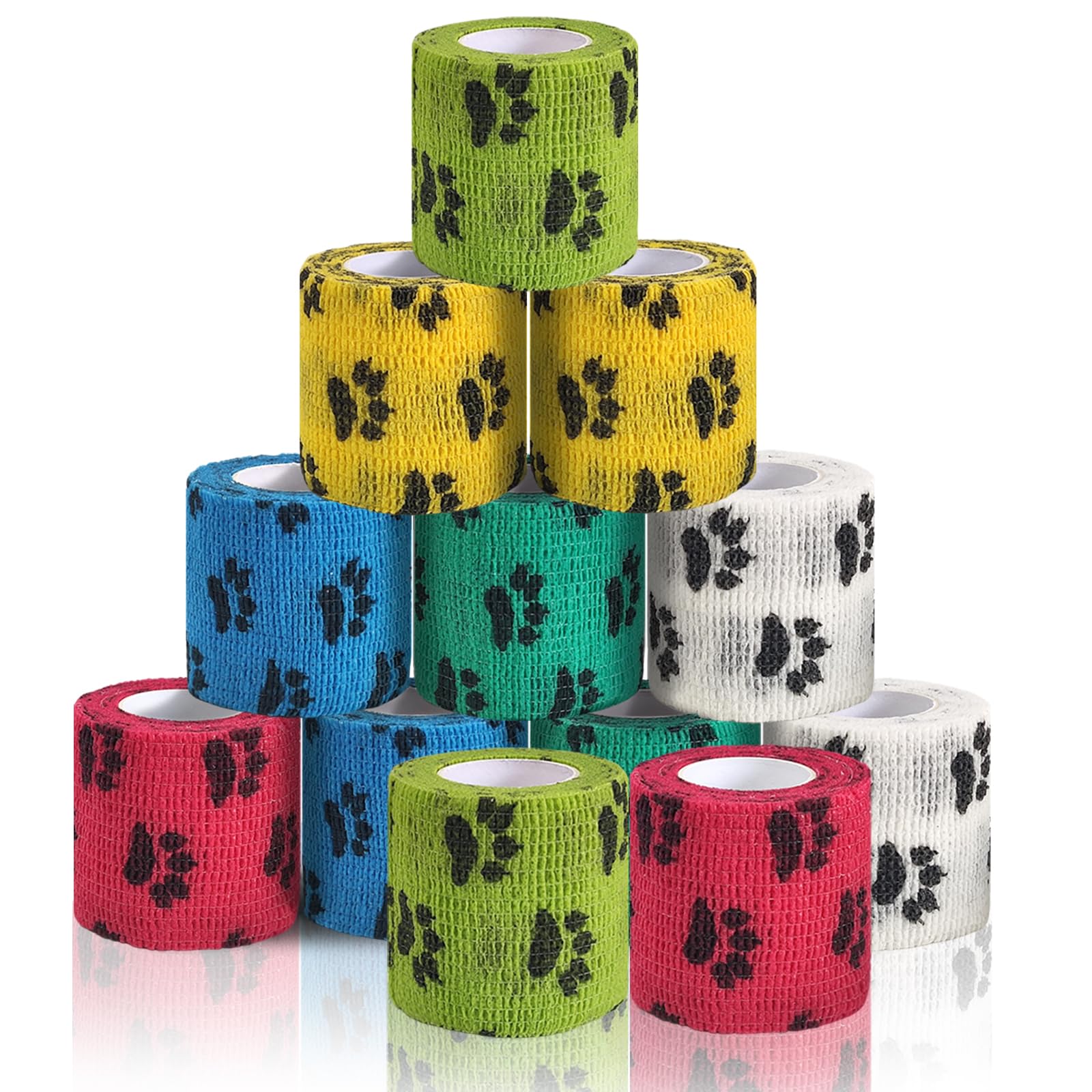 Vet Wrap for Dogs,Bandage Wrap,12Pcs 2 Inches X 5 Yards Pet PreWrap Cohesive Bandages Bulk Self Adhesive Dog Paw Protector for H