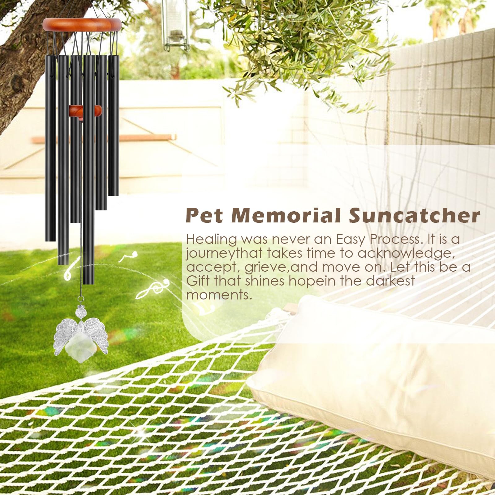 Motaweek Dog Memorial Gifts For Loss Of Dog, Pet Memorial Wind Chime, Loss Of Pet Sympathy Gift, Pet Memorial Suncatcher, Dog Re