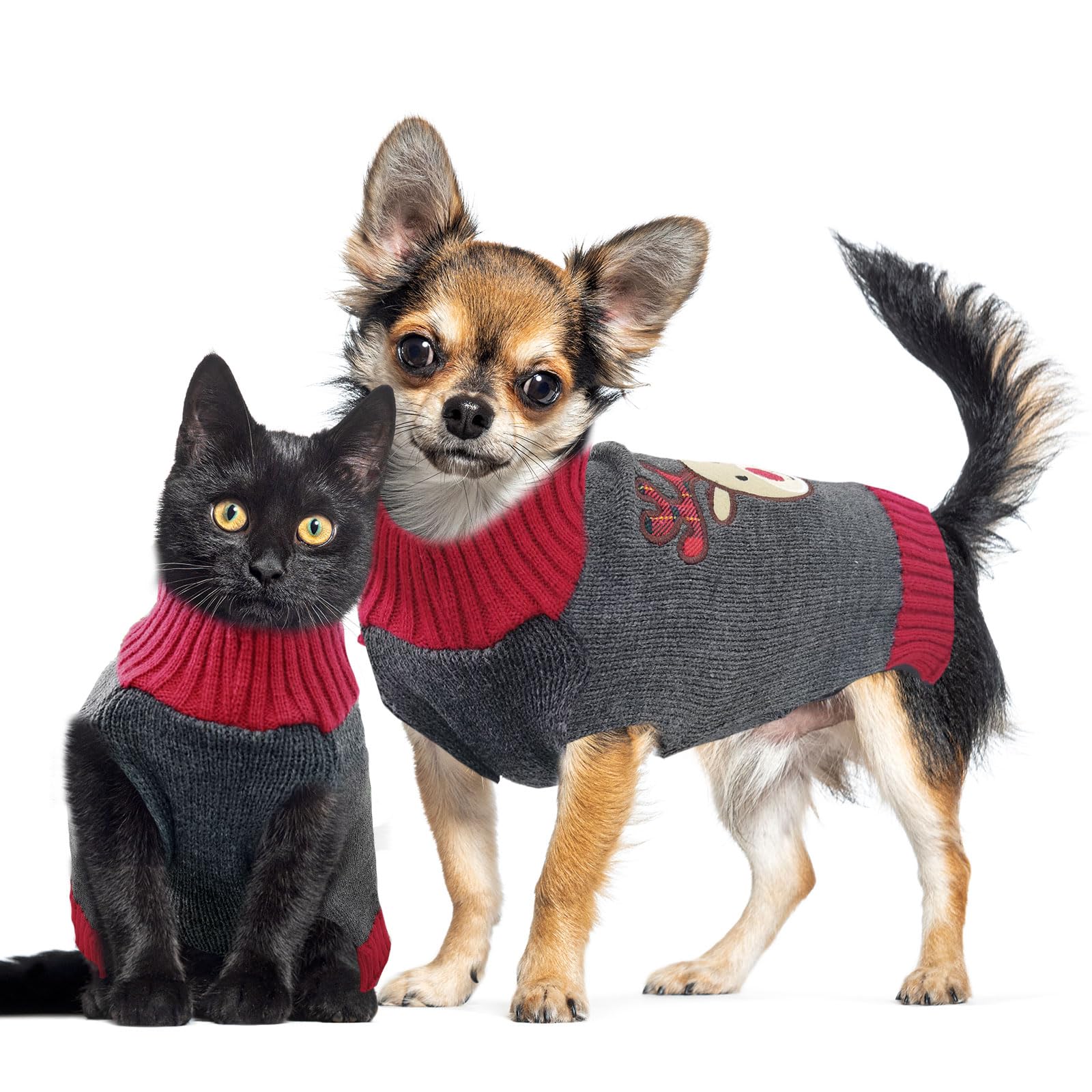 Doggyzstyle Dog Christmas Sweater Xmas Pet Clothes Cute Gray Reindeer Holiday Puppy Cat Costume New Year Gifts For Small Medium