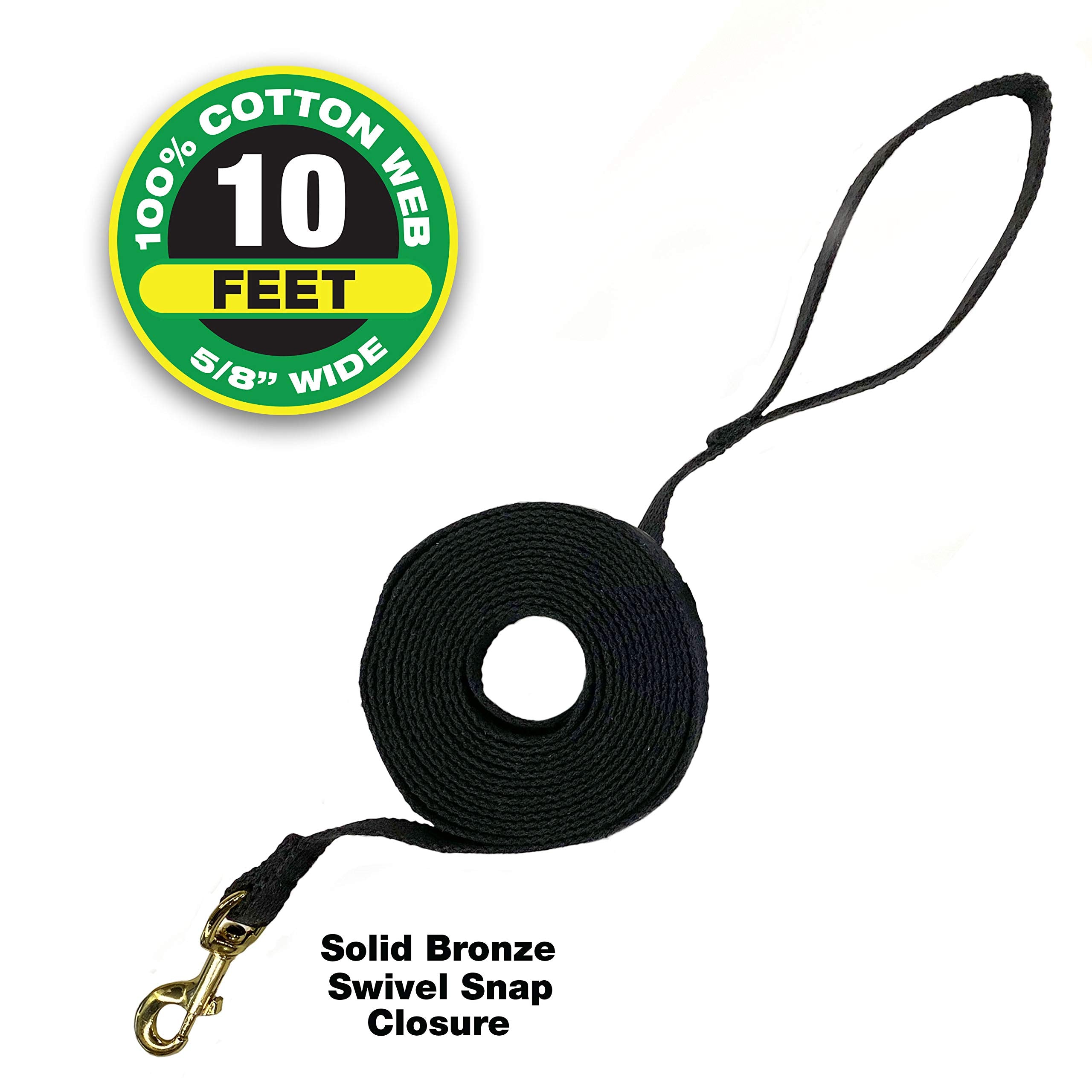 Four Paws Cotton Web Dog Lead Black 10 Feet
