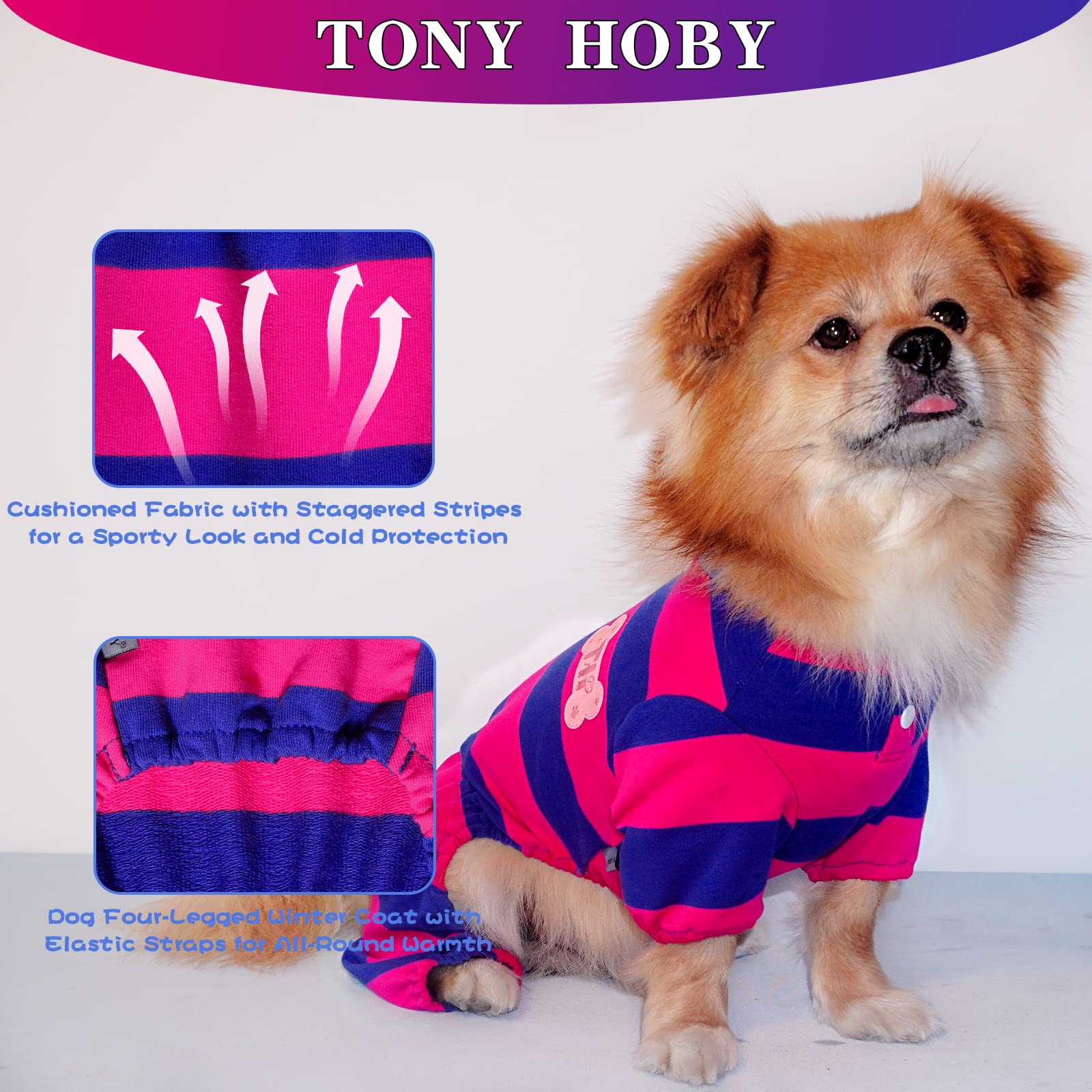 Tony Hoby Dog Shirt, Dog, 4 Legged Dog Jumpsuit With Baseball Uniform Collar, Pet Clothes For Small Medium Dog (Sapphire Blue&Rose, Xs)