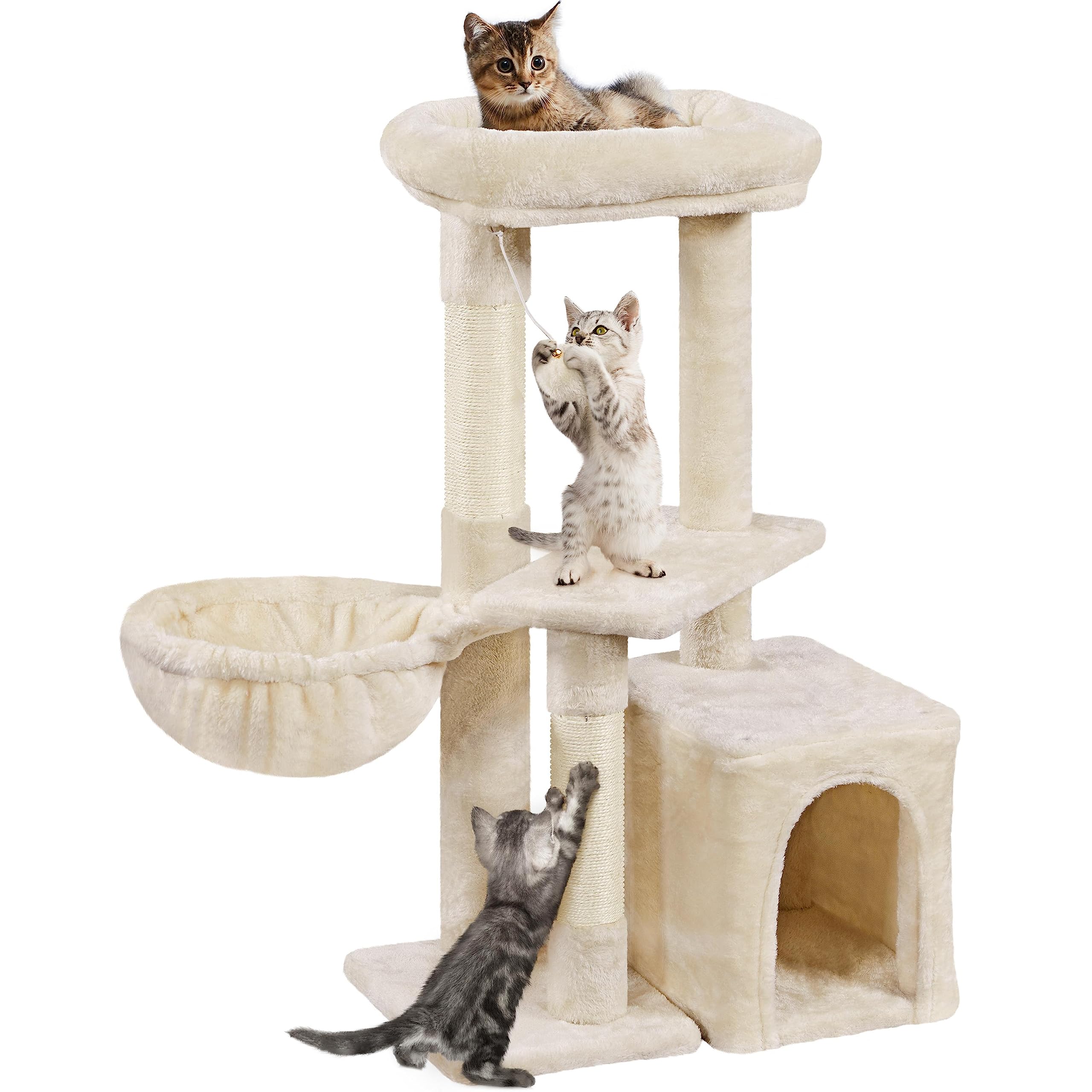 Yaheetech Cat Tree For Small Cats, 34In Cute Cat Tower Cat Bed For Indoor Cats Sisal Covered Posts Cat Furniture Activity Center W/Plush Perch & Fur Ball