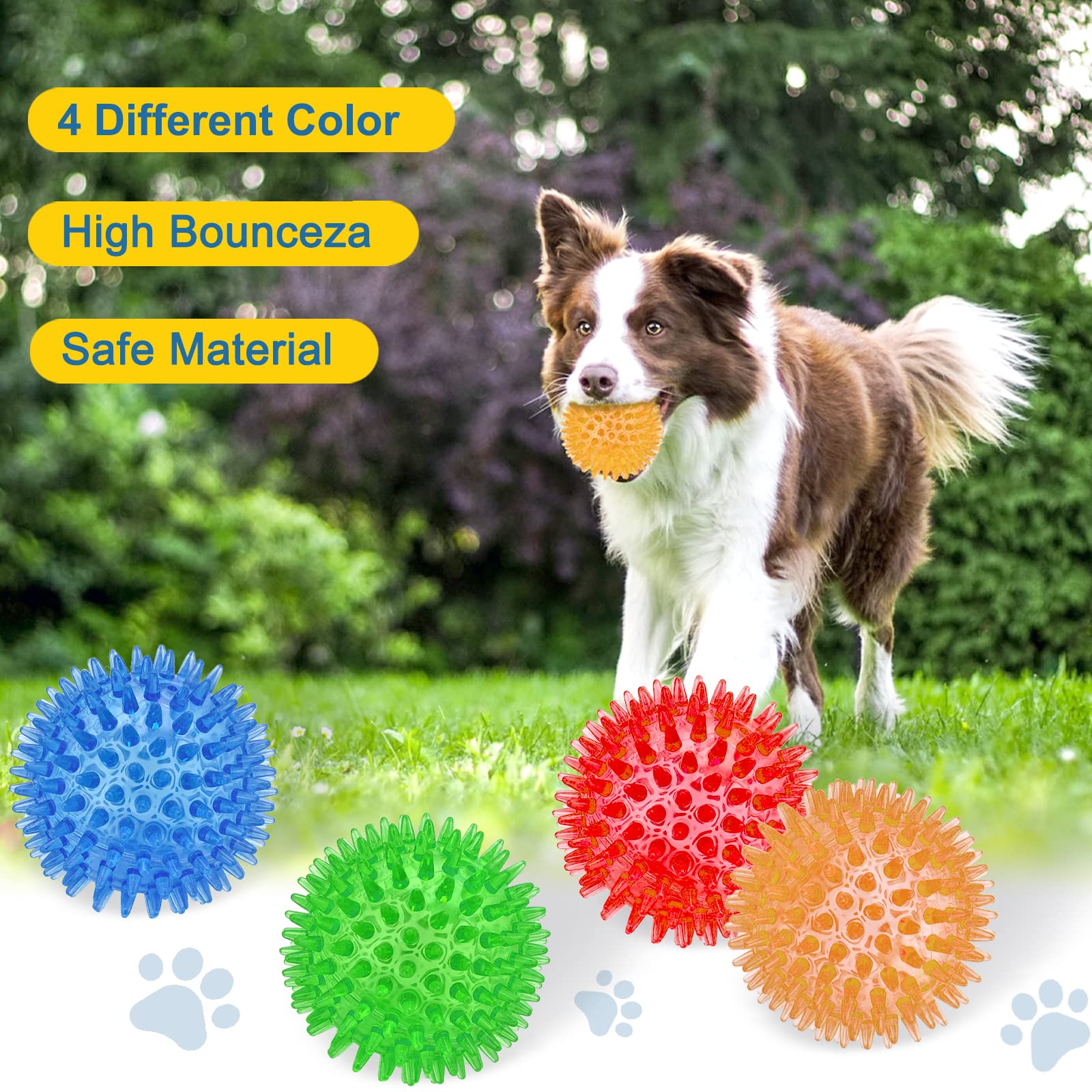 Beieverluck 12 Pack 3.5 Inch Squeaky Dog Toy Balls Spikey Dog Balls Large Dog Chew Toys For Medium Large And Small Dogs For Aggr