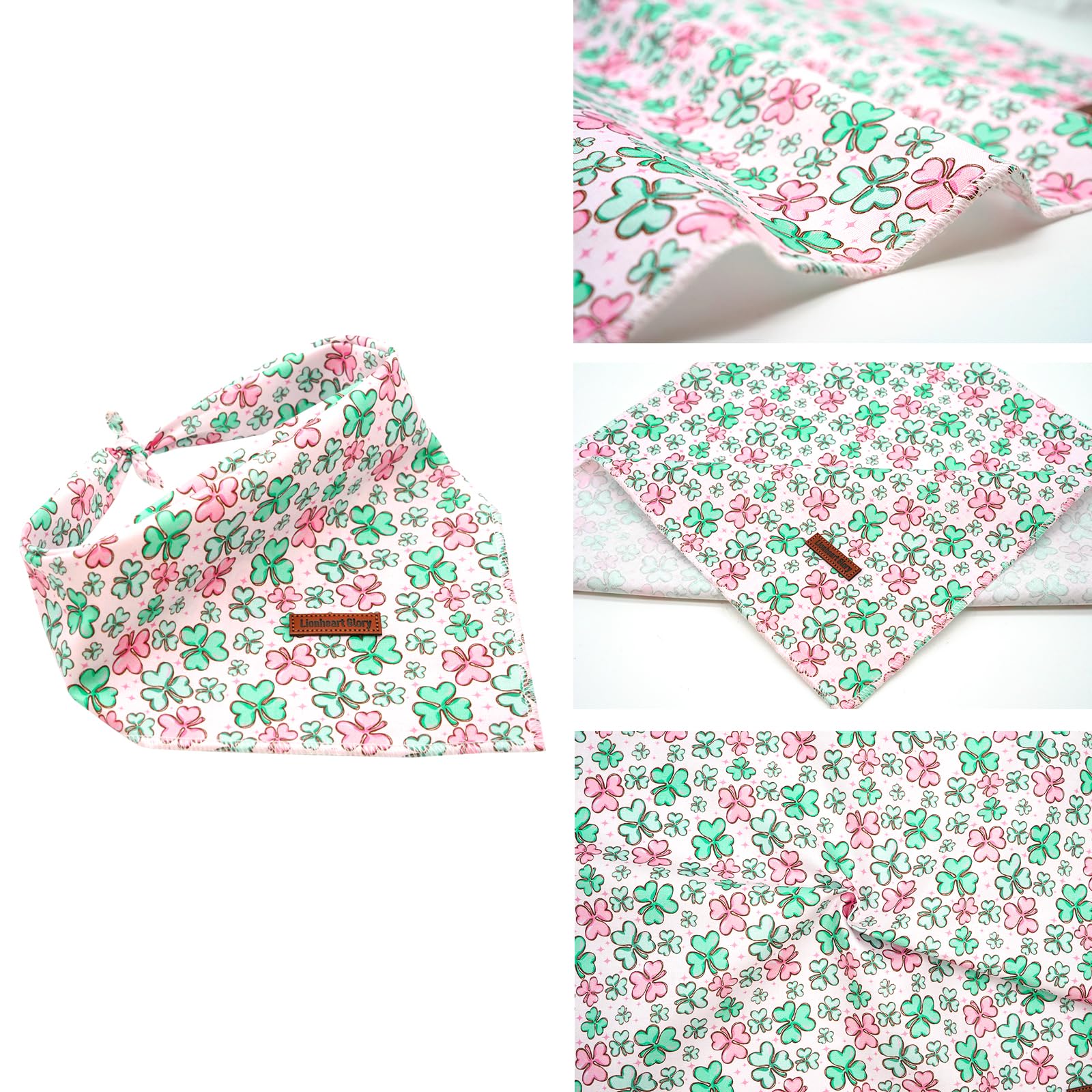 Lionheart Glory Soft St. Patrick'S Dog Scarf, Washable Square Bandana, Adjustable For Small Dogs And Cats