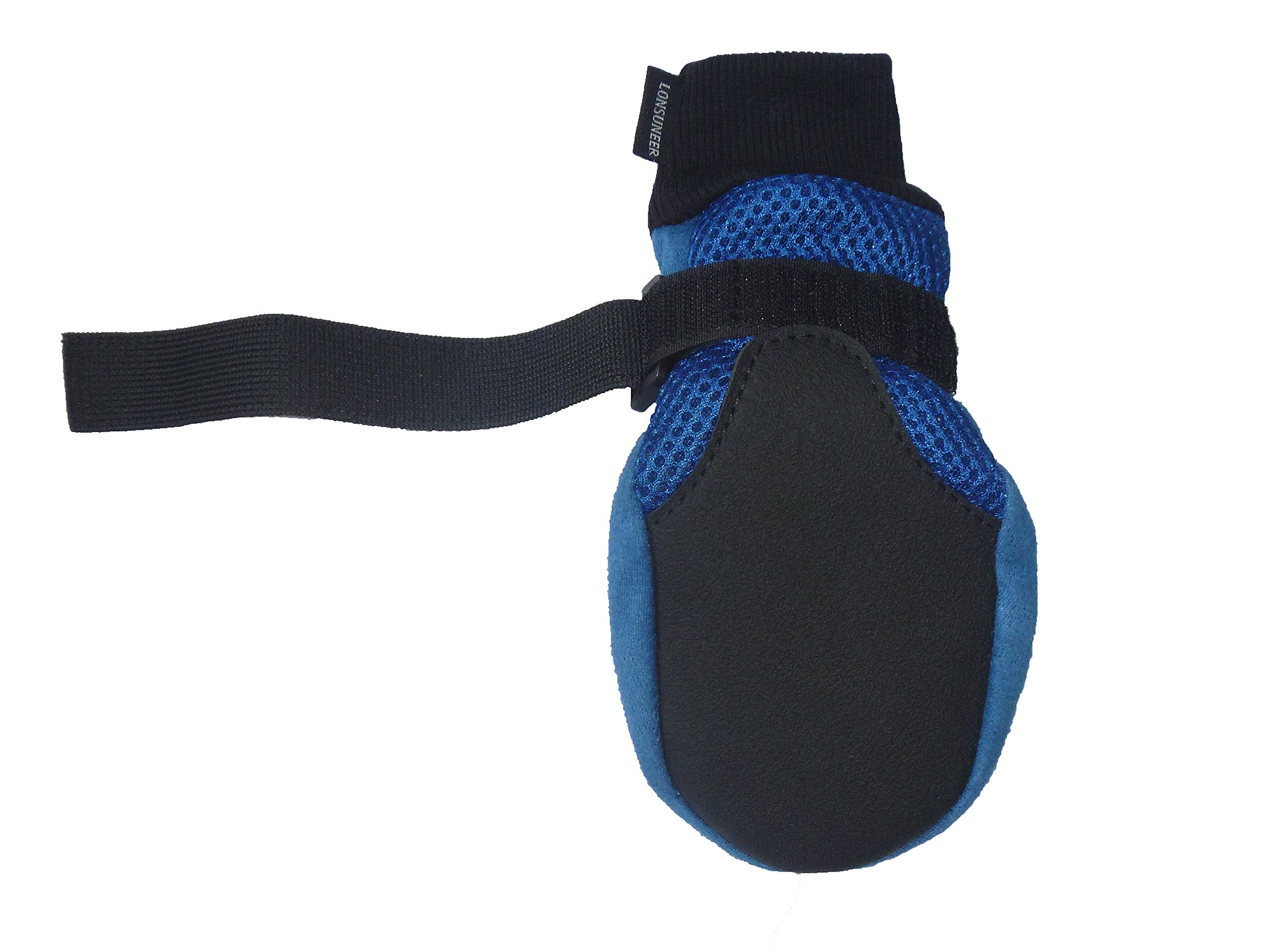 Lonsuneer Dog Boots Breathable And Protect Paws Soft Nonslip Soles Blue Color Size X-Large - Inner Sole Width 3.15 Inch