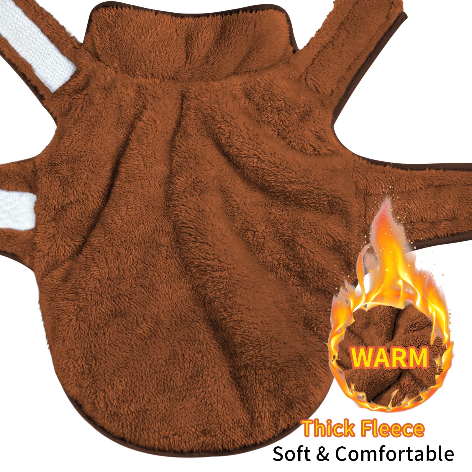 Malier Reversible Fleece Dog Coat, Windproof Warm Jacket For Dogs, Snow Vest - Brown, X-Small