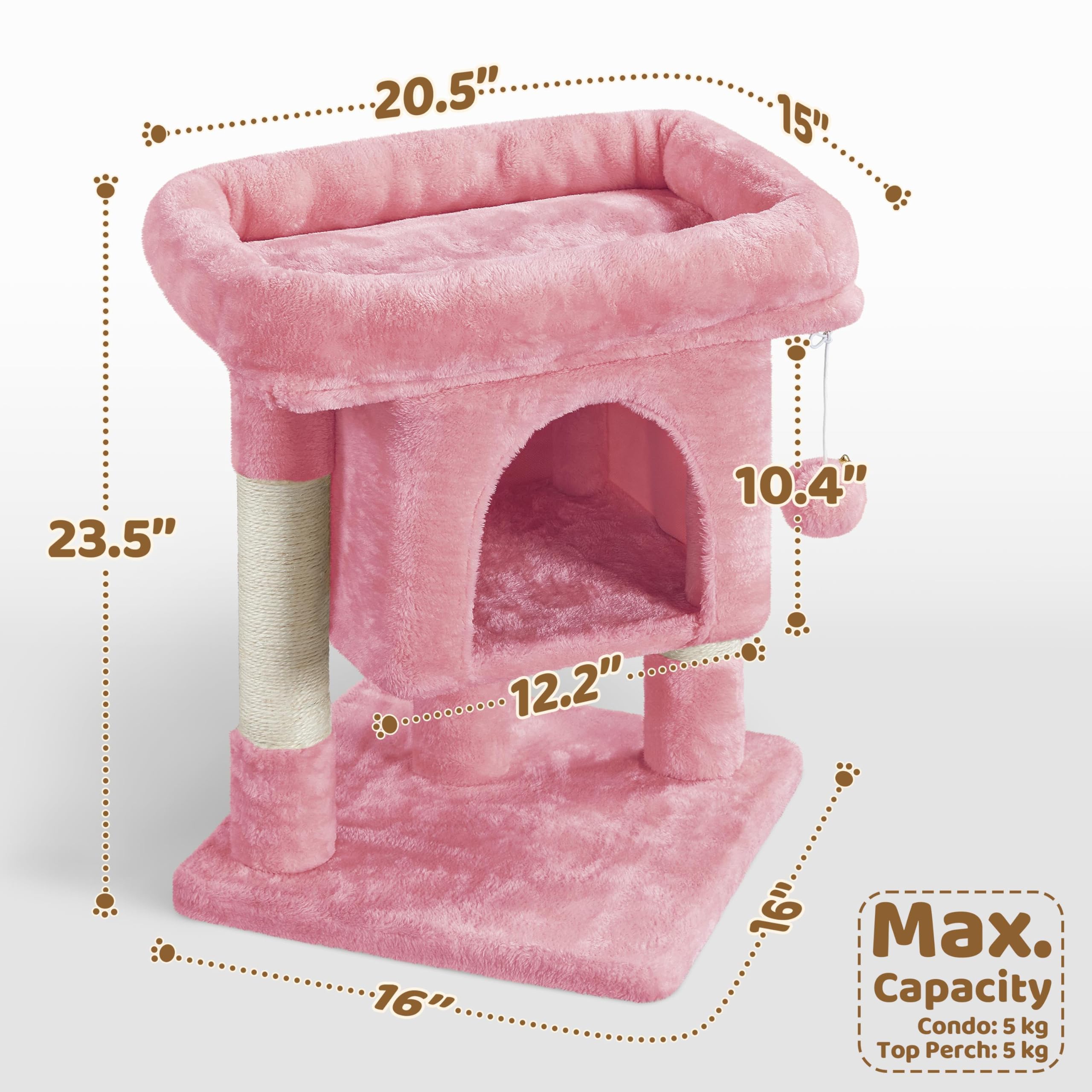 Yaheetech 23.5In Cat Tree Tower, Cat Condo With Sisal-Covered Scratching Posts, Cat House Activity Center Furniture For Kittens,