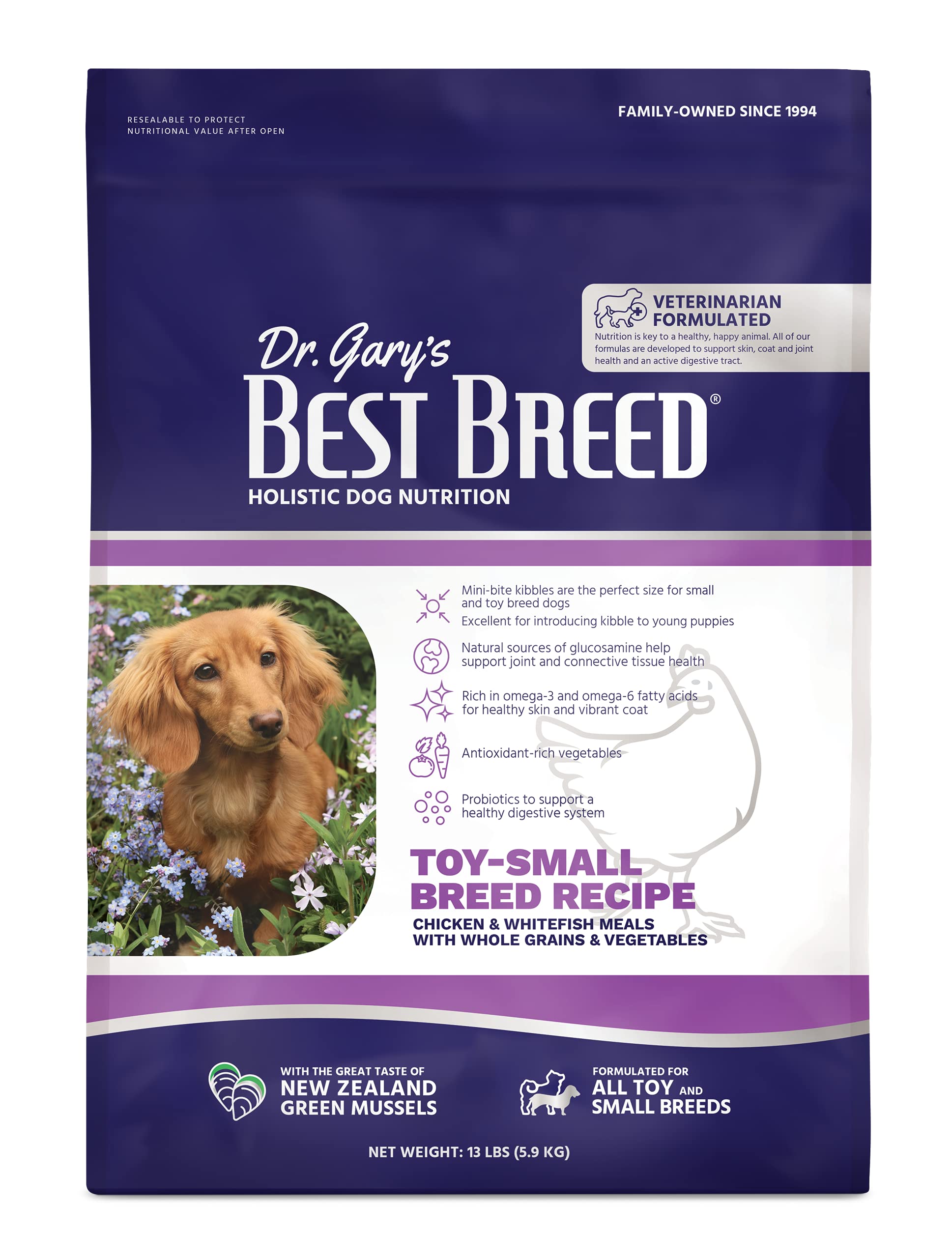 Dr. Garys Best Breed Small Breed Recipe Made in USA [Natural Dry Dog Food for All Breeds and Sizes] - 13lbs