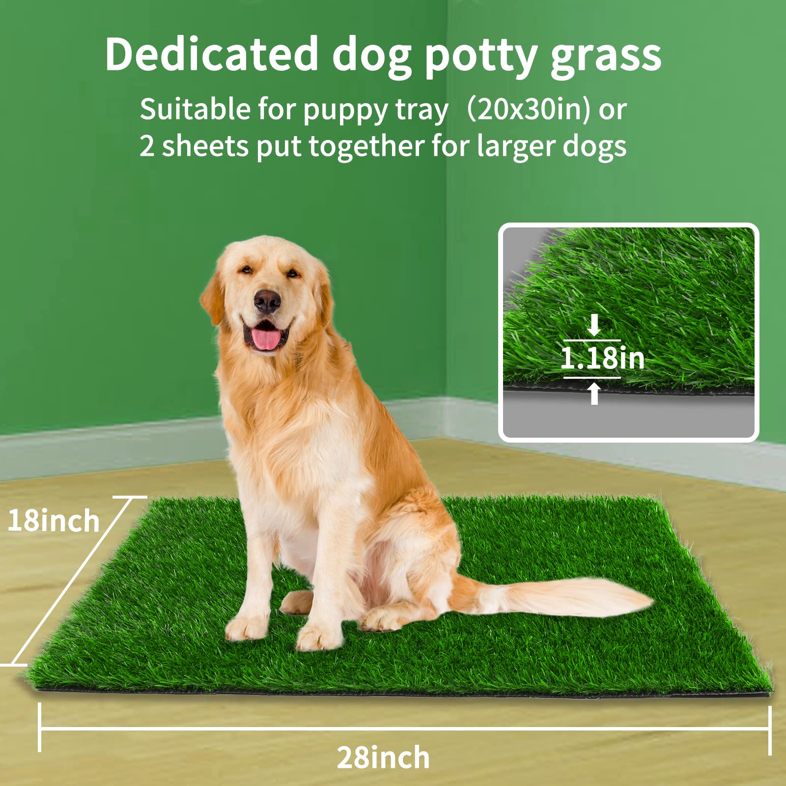 Oiyeefo Artificial Pet Pee Grass Mat For Puppy, Pet Turf Fake Grass Replacement Pad For Dog Potty Training, Indoor And Outdoor -