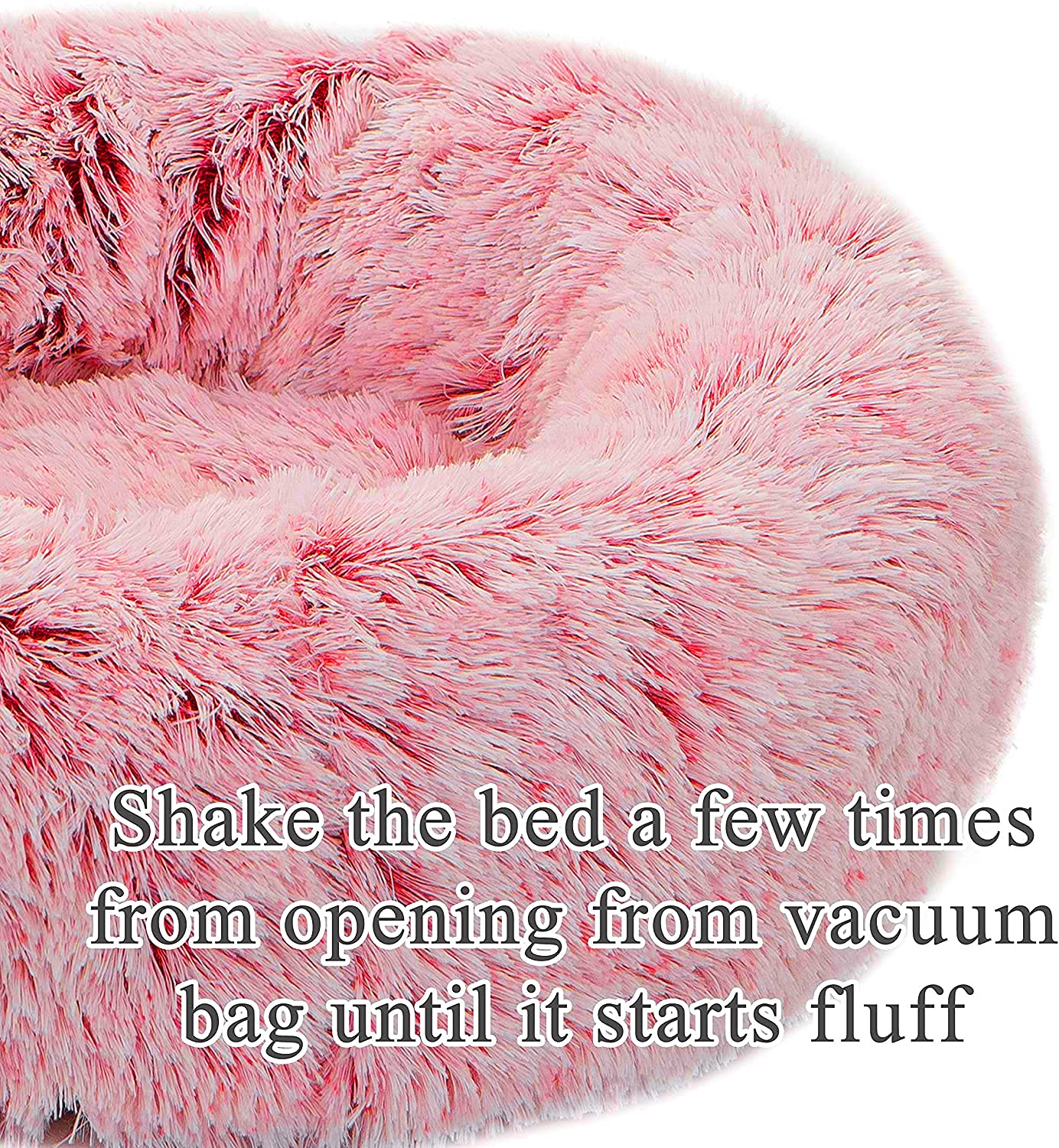 Tormays Calming Donut Dog Bed Xl, Plush Round Cuddler Dog & Cat Bed, Anit-Anxiety Marshmellow Fluffy Faux Fur Cushion (32'', Pin