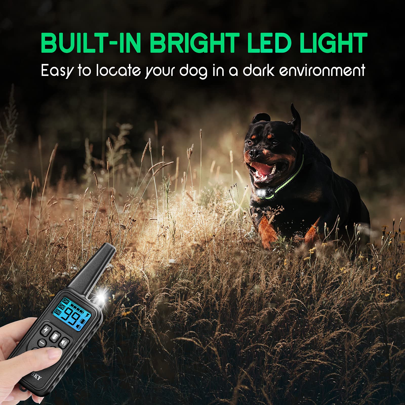 Dog Training Collar With 2600 Ft Remote, Electronic Dog Collar Shock Collar With Beep, Vibration, Shock, Light And Keypad Lock M