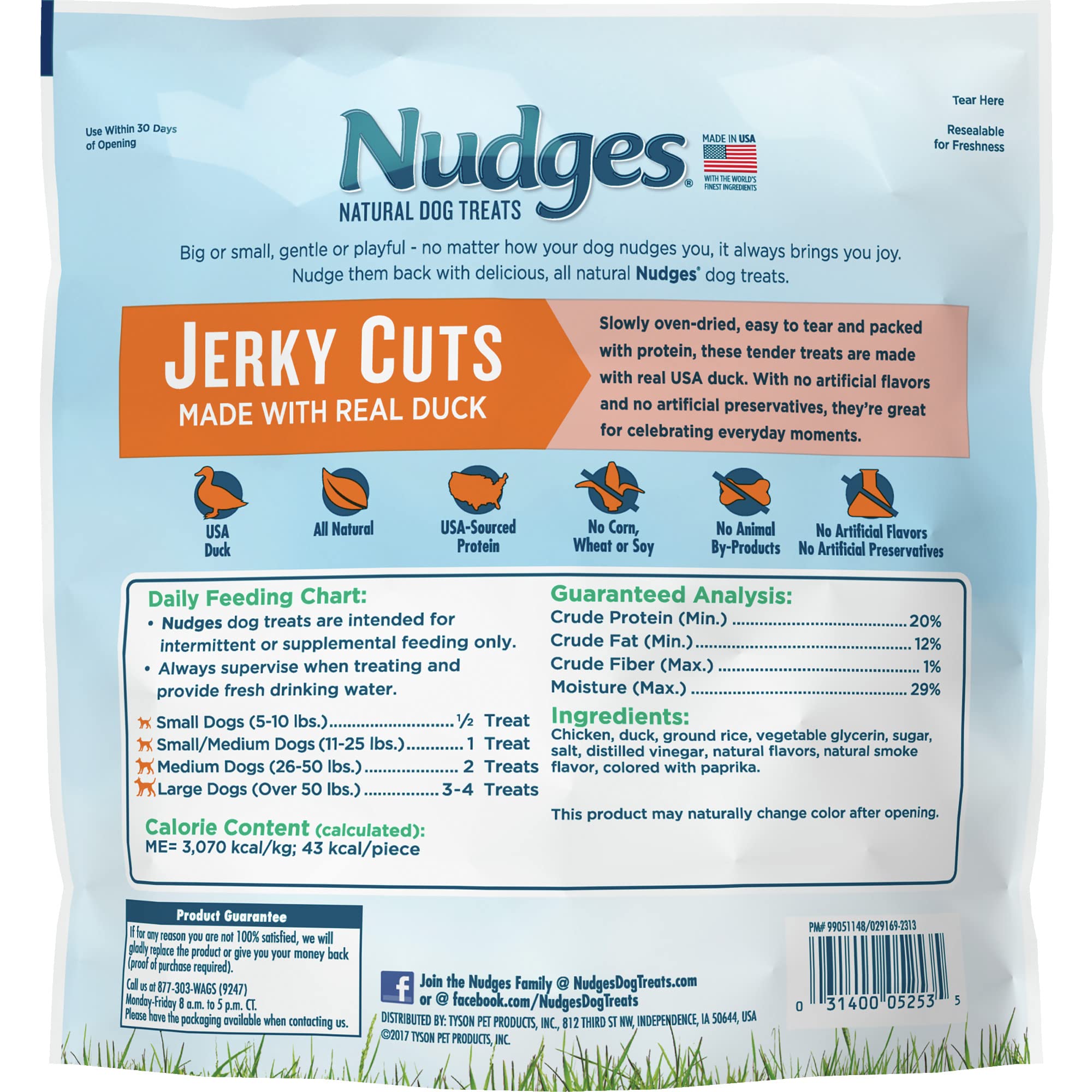 Blue Buffalo Nudges Jerky Cuts Natural Dog Treats, Chicken and Duck, 16oz Bag