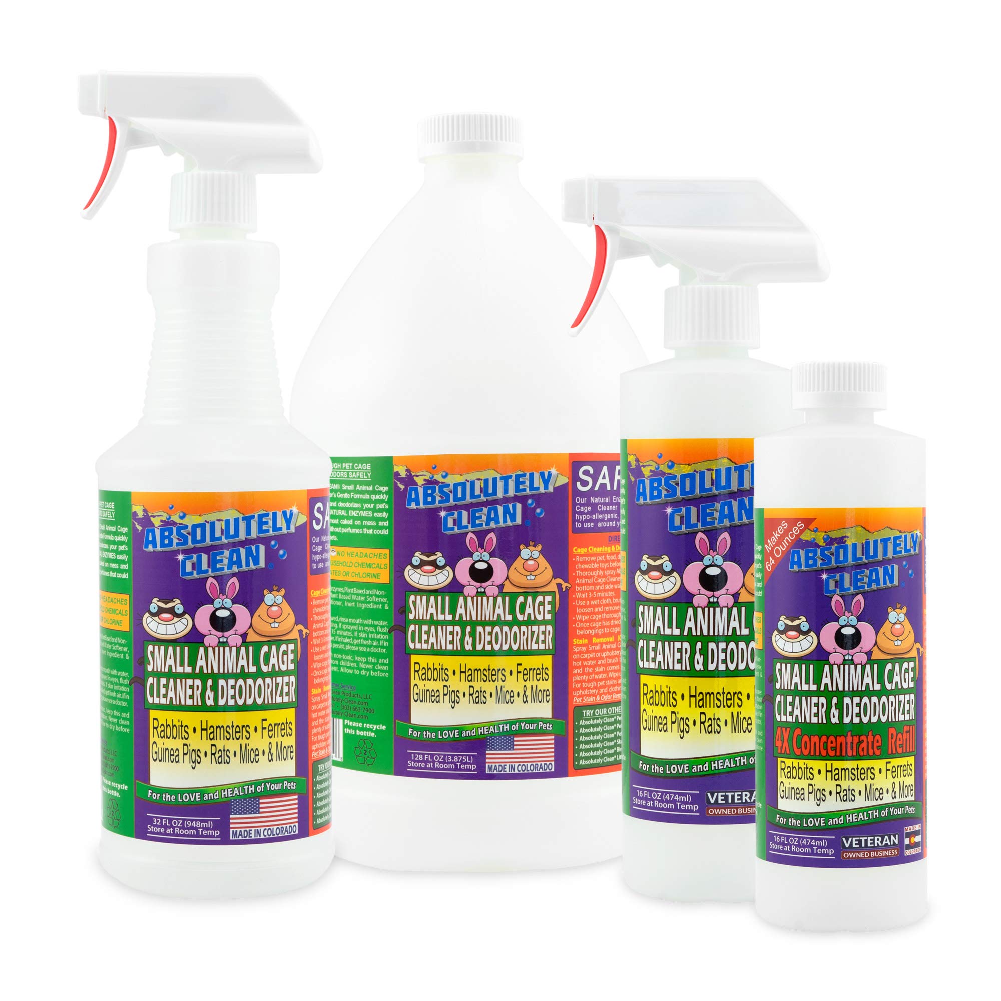 Amazing Small Animal Cage Cleaner, Just Spray/Wipe, Easily Removes Messes & Odors - Hamster Cages, Mice, Rat Cage, Guinea Pig Ca