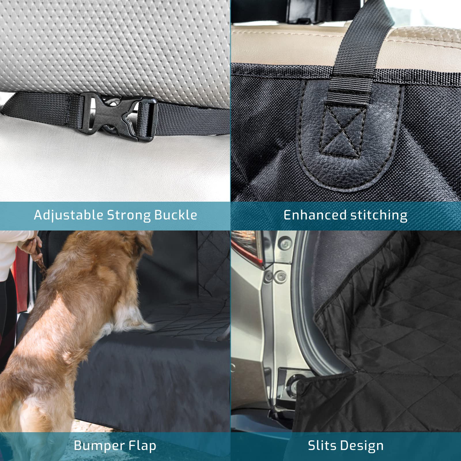 Veckle SUV Cargo Liner for Dogs Water Resistant Dog Trunk Cover with Side Flaps Nonslip Pet Cover, Universal Fit Cargo Area Prot