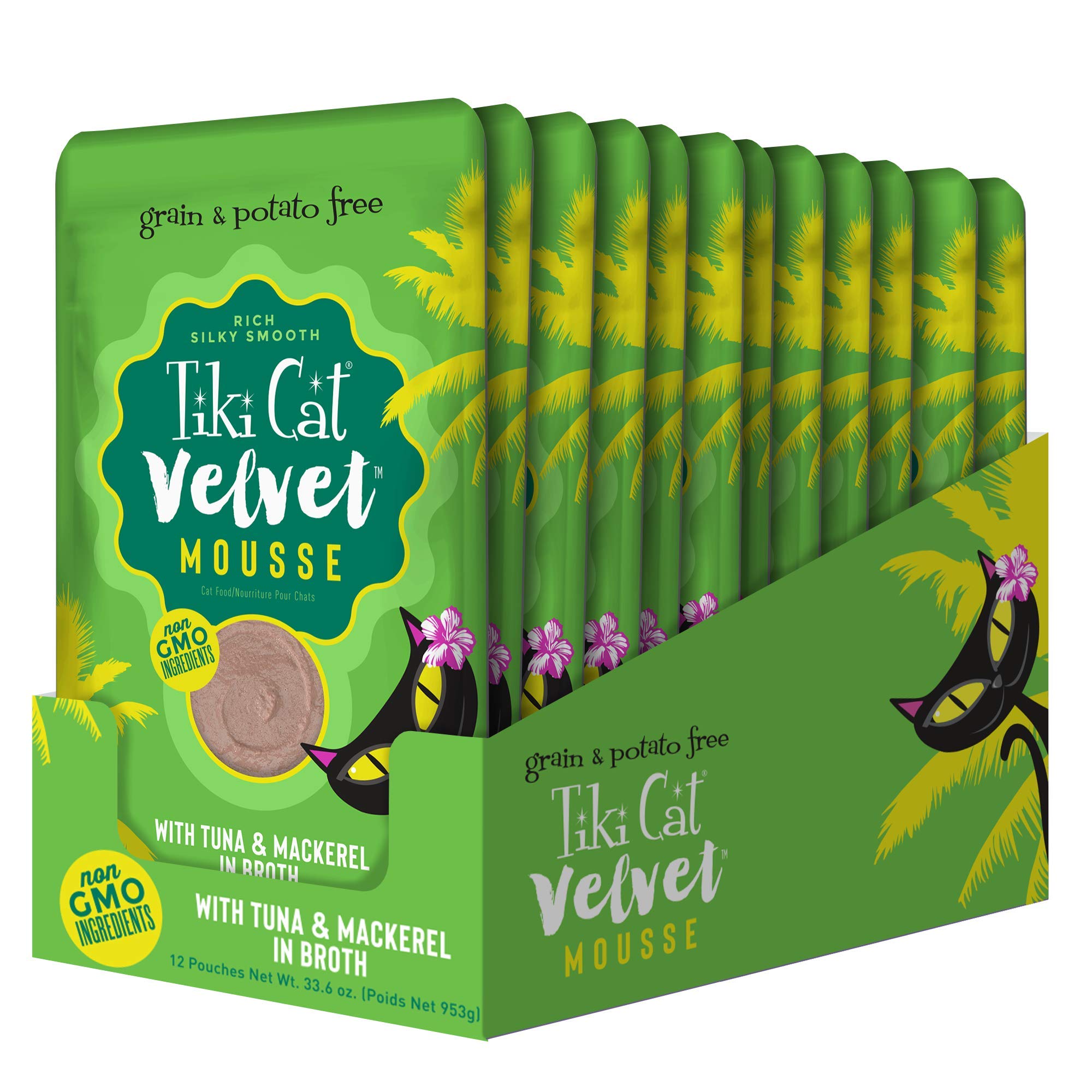 Tiki Cat Luau Velvet Mousse, Tuna & Mackerel in Broth, Complete Nutrition for Balanced Diet, Wet Cat Food For All Life Stages, 2