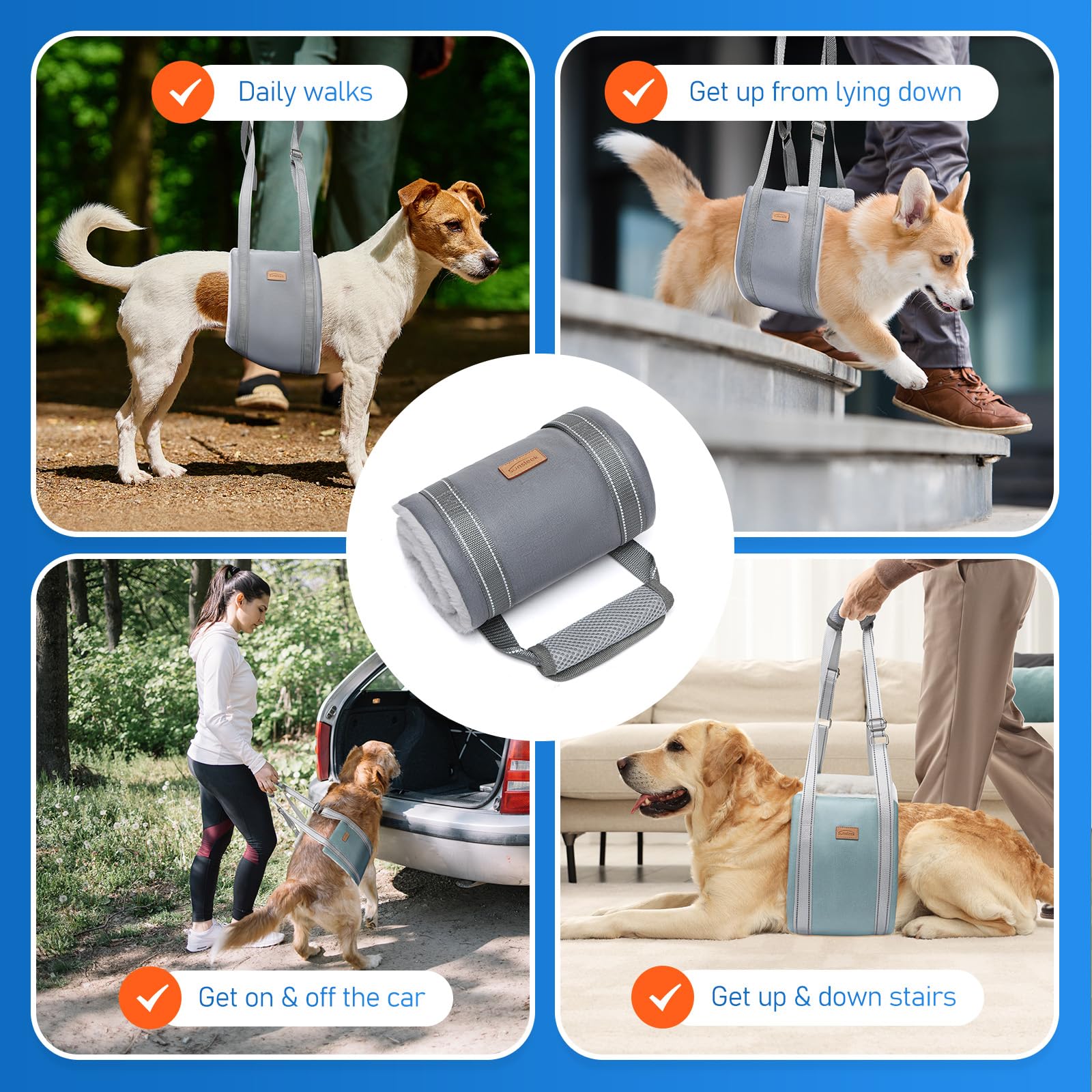 Dog Lift Harness For Large Dogs, Adjustable Dog Sling For Back Legs, Hip Support Harness To Help Lift Dogs Rear For Canine Aid A