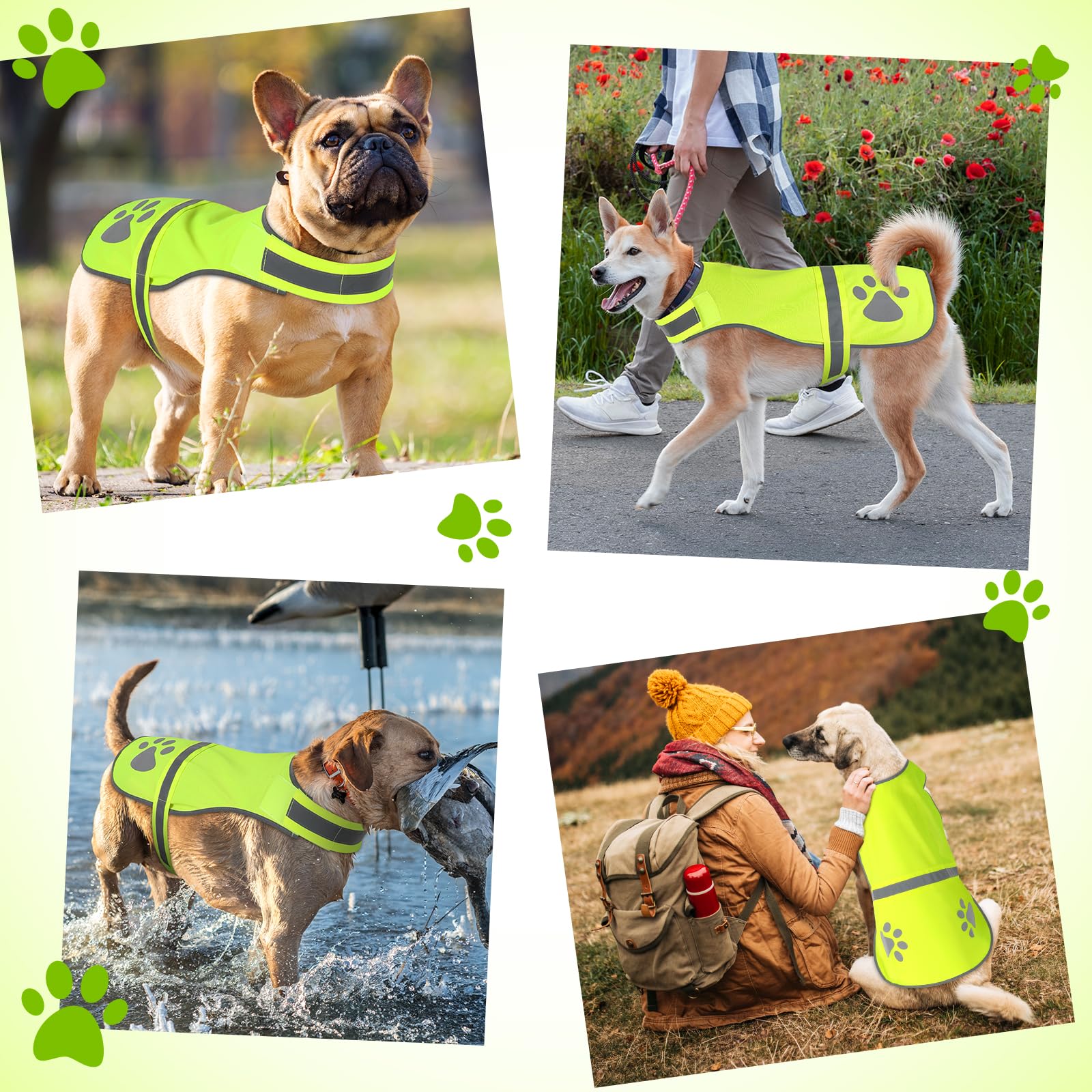 Candofly Reflective Dog Vest, High Visibility Safety Pet Hunting Vest Lightweight Dog Jacket For Night Walking Camping (Neon Gre