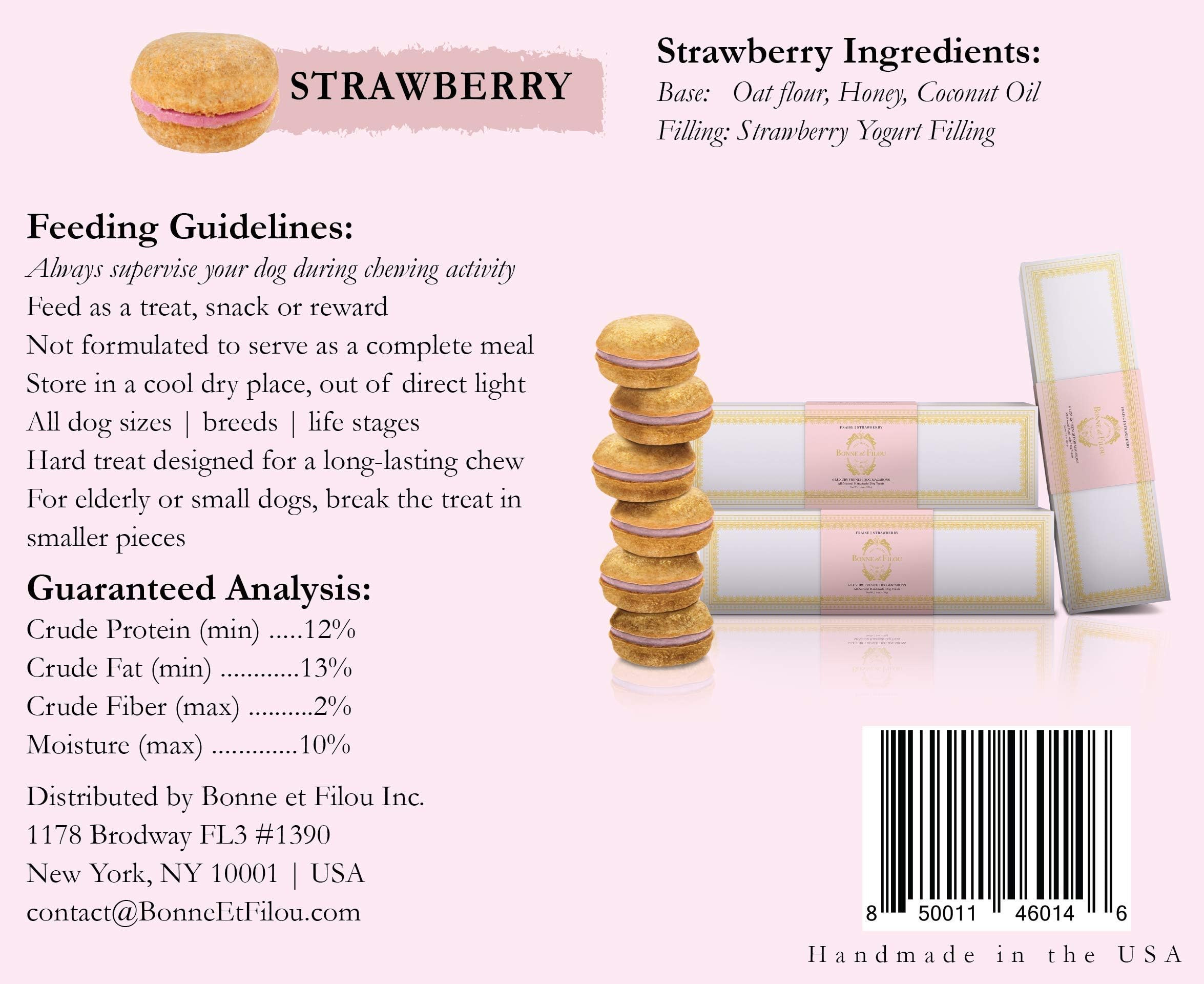 Bonne et Filou Dog Treats Strawberry Cupcakes, Dog Birthday Gift for Medium to Large Breed - Gourmet Macaron Cakes, 18 Count Bul