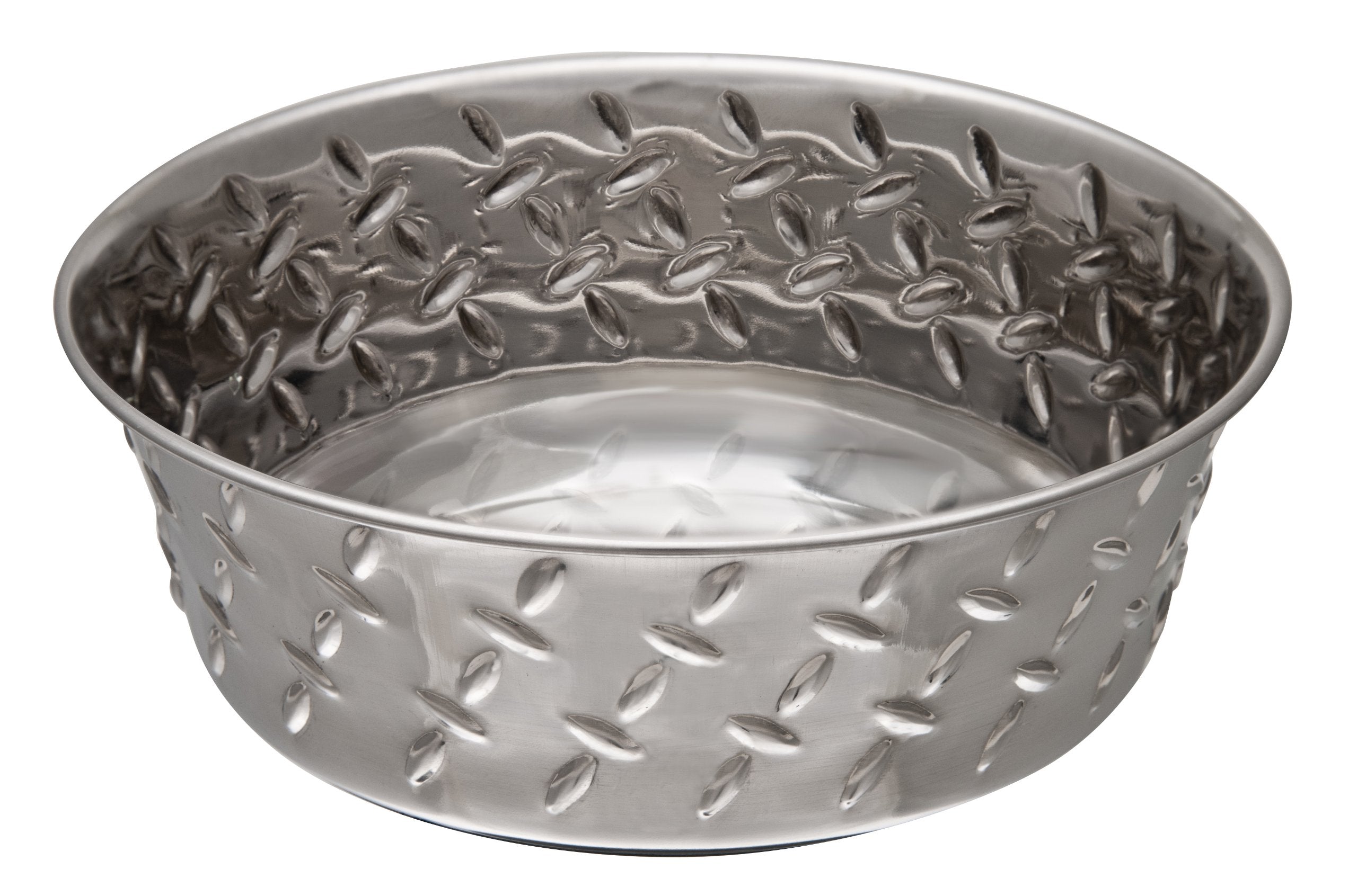 Loving Pets Diamond Plated Dog Bowl With Non-Skid Bottom, 1-Pint, Silver