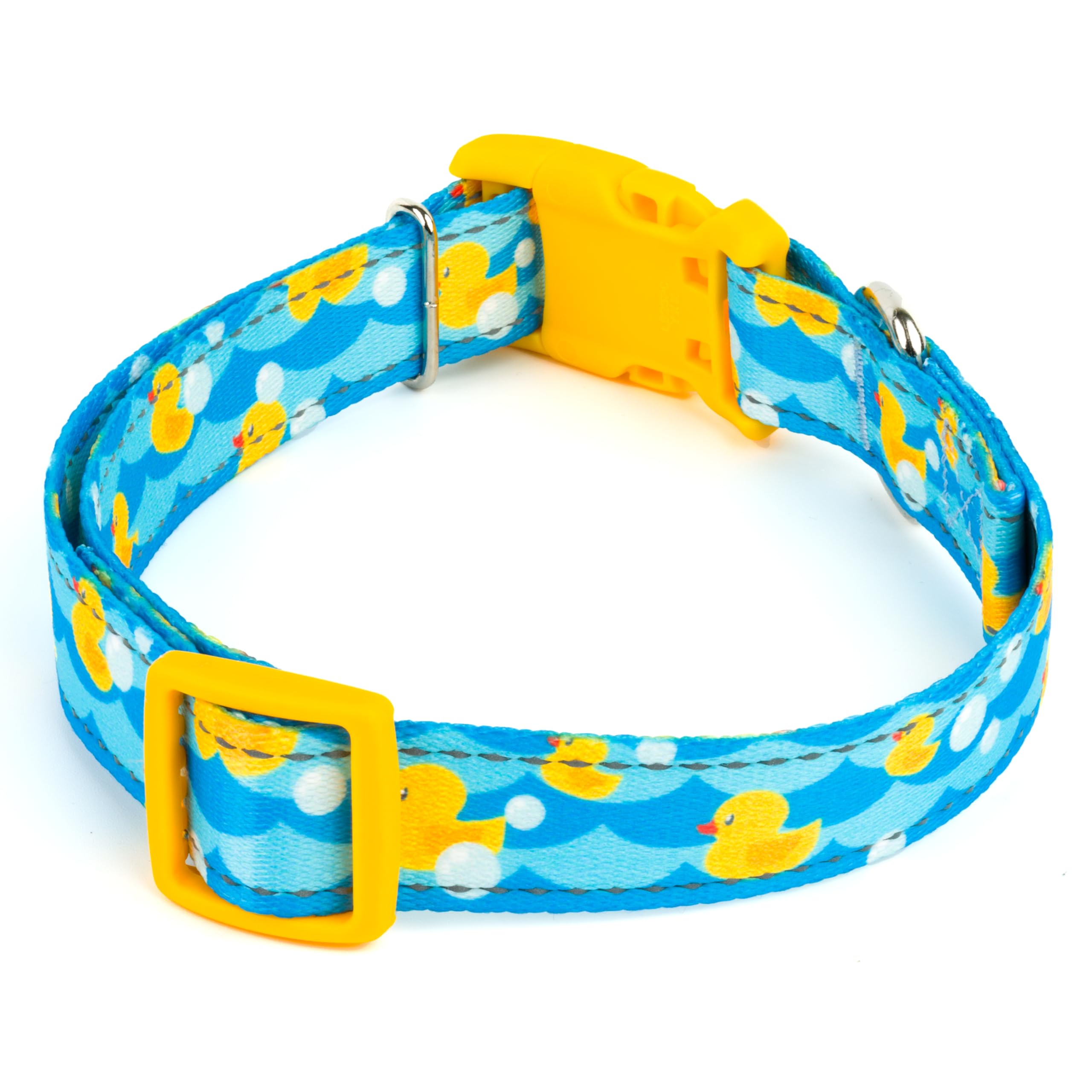 Country Brook Petz - Deluxe Just Ducky Reflective Dog Collar - Critter Corner Collection Featuring Night Safe Designs (1 Inch, M