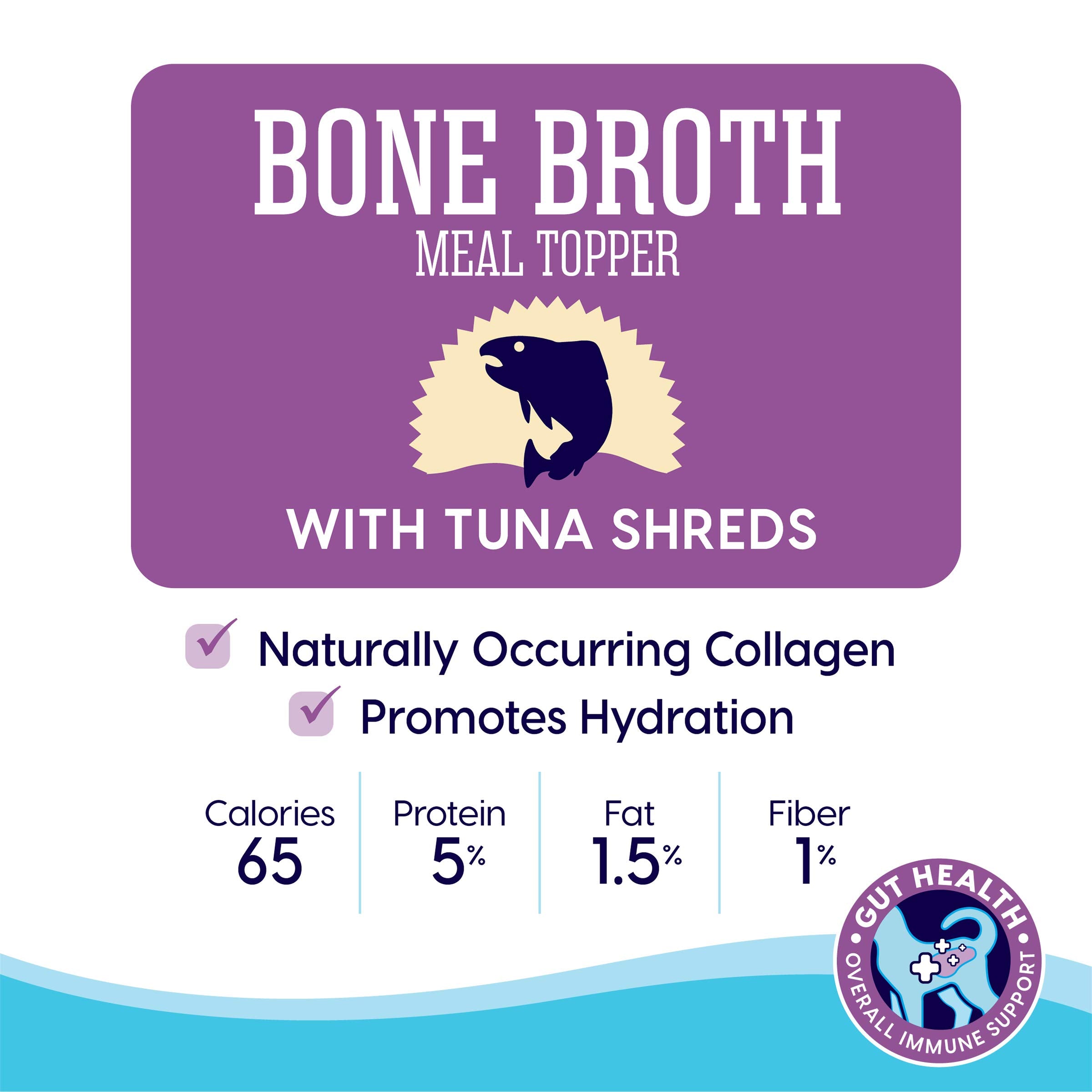 Solid Gold Bone Broth Cat Food Topper - Lickable Wet Food with Protein Shreds for Hydration - Easy to Serve Gravy Bone Broth for