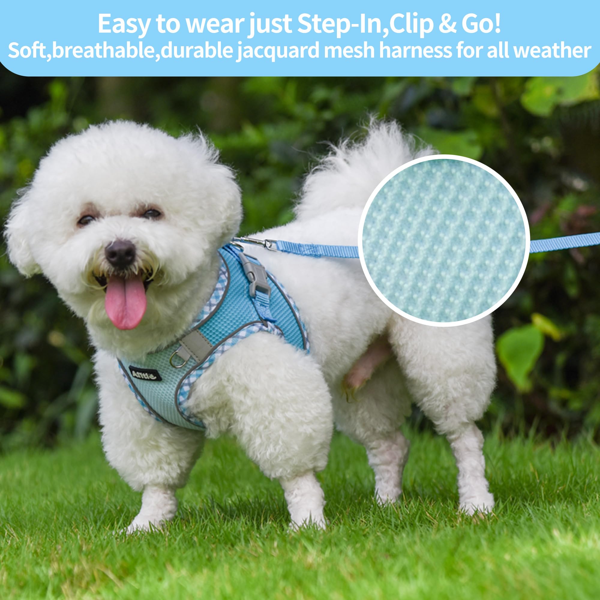 Aiitle Escape-Proof Dog Harness - Extra Soft Jacquard Fabric With Moisture-Wicking Lining, Adjustable Fit For Boston Terrier, Pe