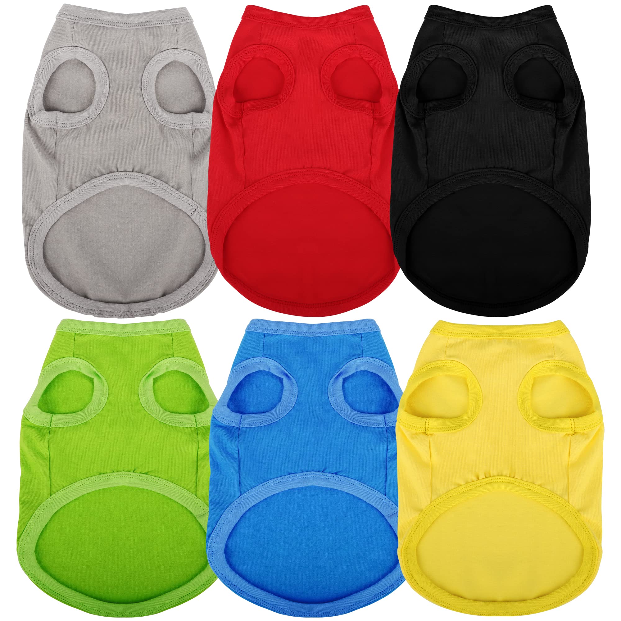 Paiaite 6 Pieces Plain Dog Shirt Sleeveless Puppy Cotton Dog Shirts Breathable Pet Apparel Tank Top Colorful Puppy Sweatshirt Cl