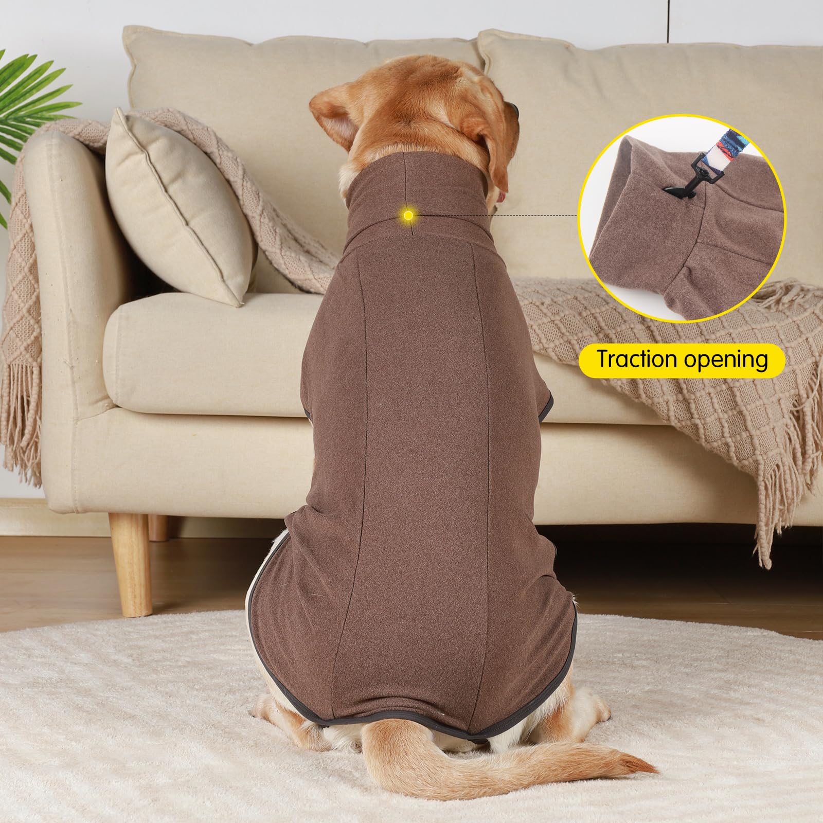 Dog Sweater Pullover Cold Weather Vest For Dogs Dog Sweatshirt & Jacket For Indoor And Outdoor Use (Medium, Brown)