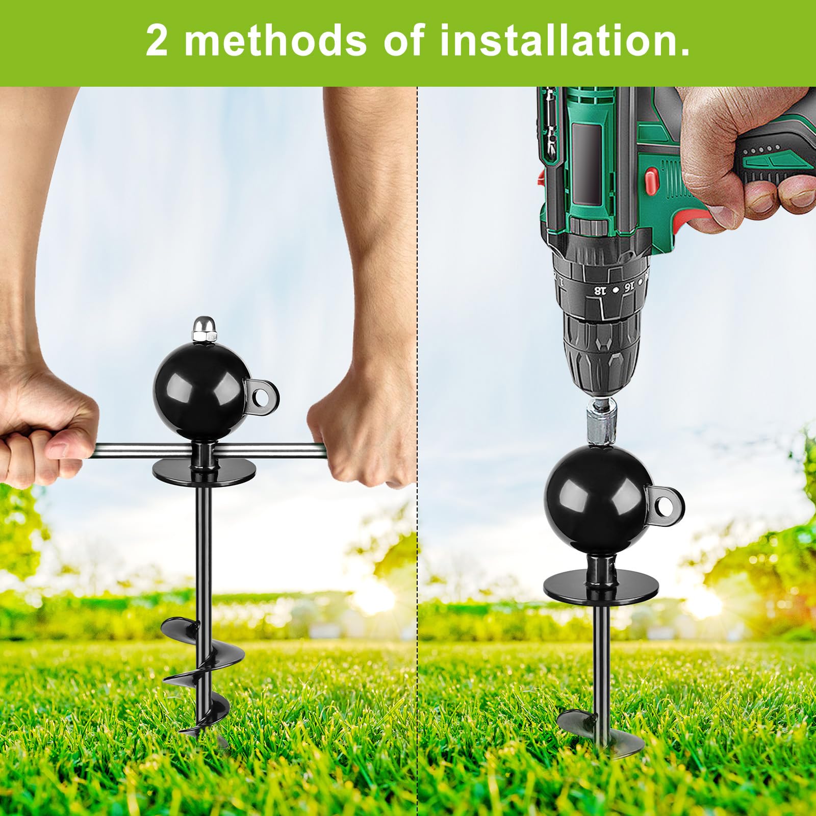 Seleware Dog Tie Out Stake Outdoor Anti-Rust Dog Anchor For Large Dogs Up To 220 Lbs, Free Rotation Dog Stake Dog Camping Gear T