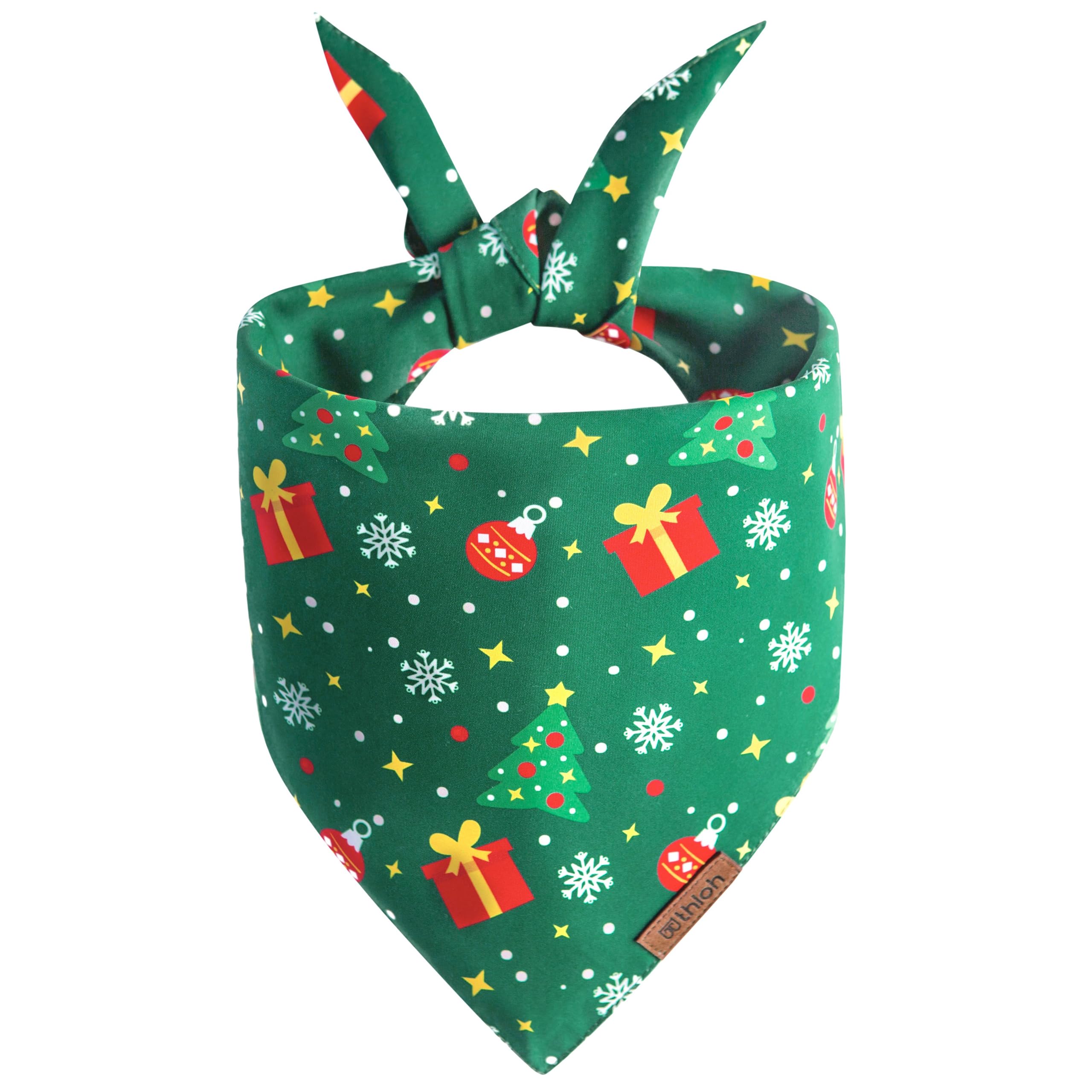 Thloh Christmas Dog Bandanas - 2 Pack Reversible Santa Claus And Christmas Tree Dog Scarf For Boy & Girl, Premium Durable Fabric