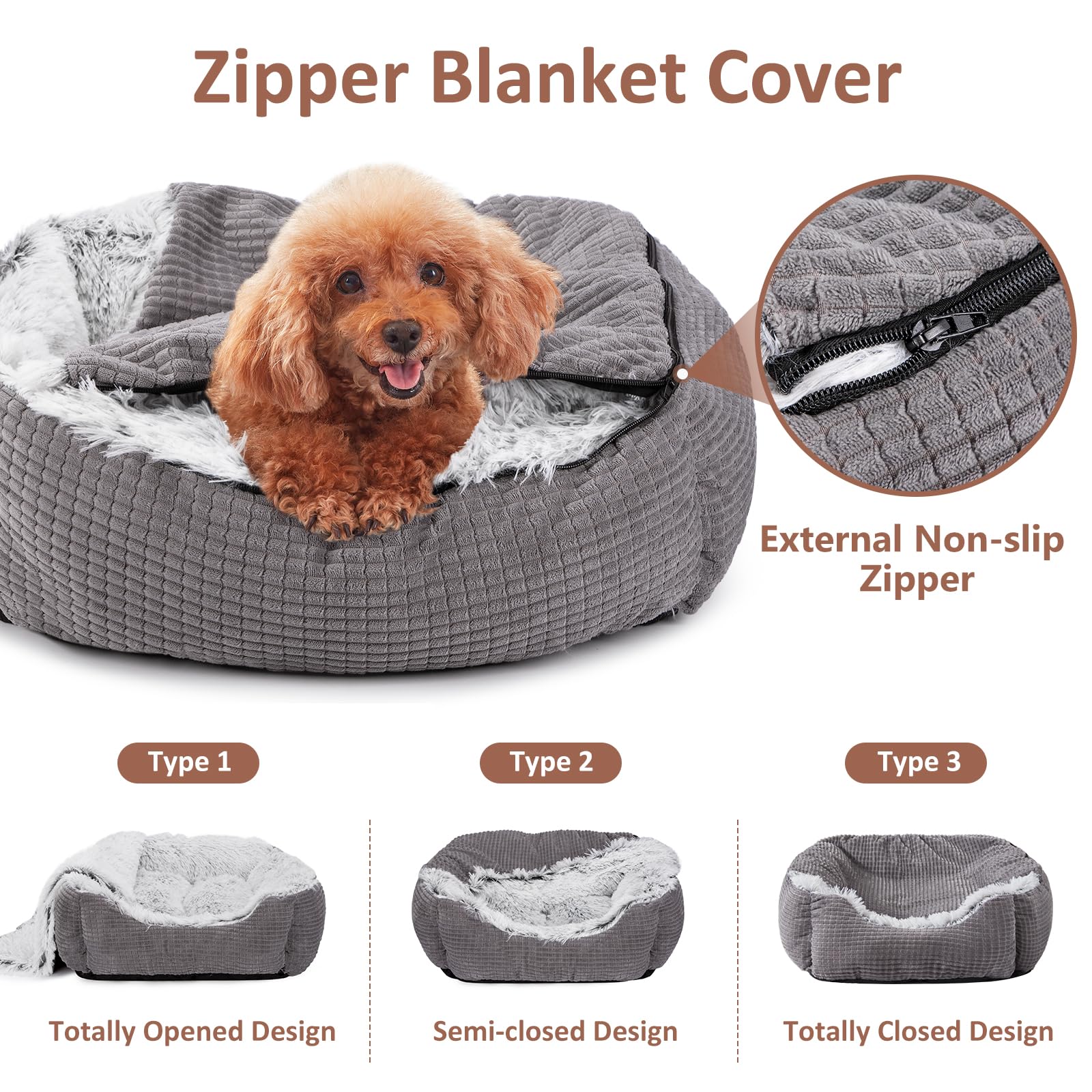 Mixjoy Dog Beds For Large Medium Small Dogs, Rectangle Cave Hooded Blanket Puppy Bed, Luxury Orthopedic Cat Beds For Indoor Cats