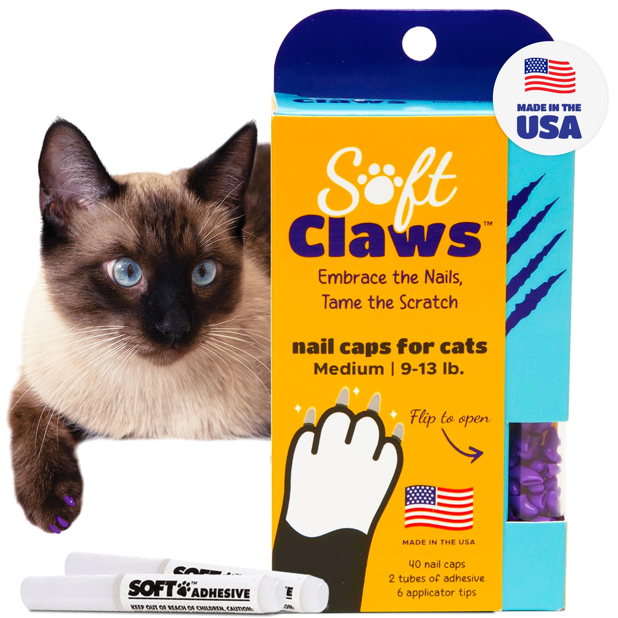 Soft Claws Safe Scratch-Free Solution For Cats - Cls (Cleat Lock System), Size: Medium, Color: Purple