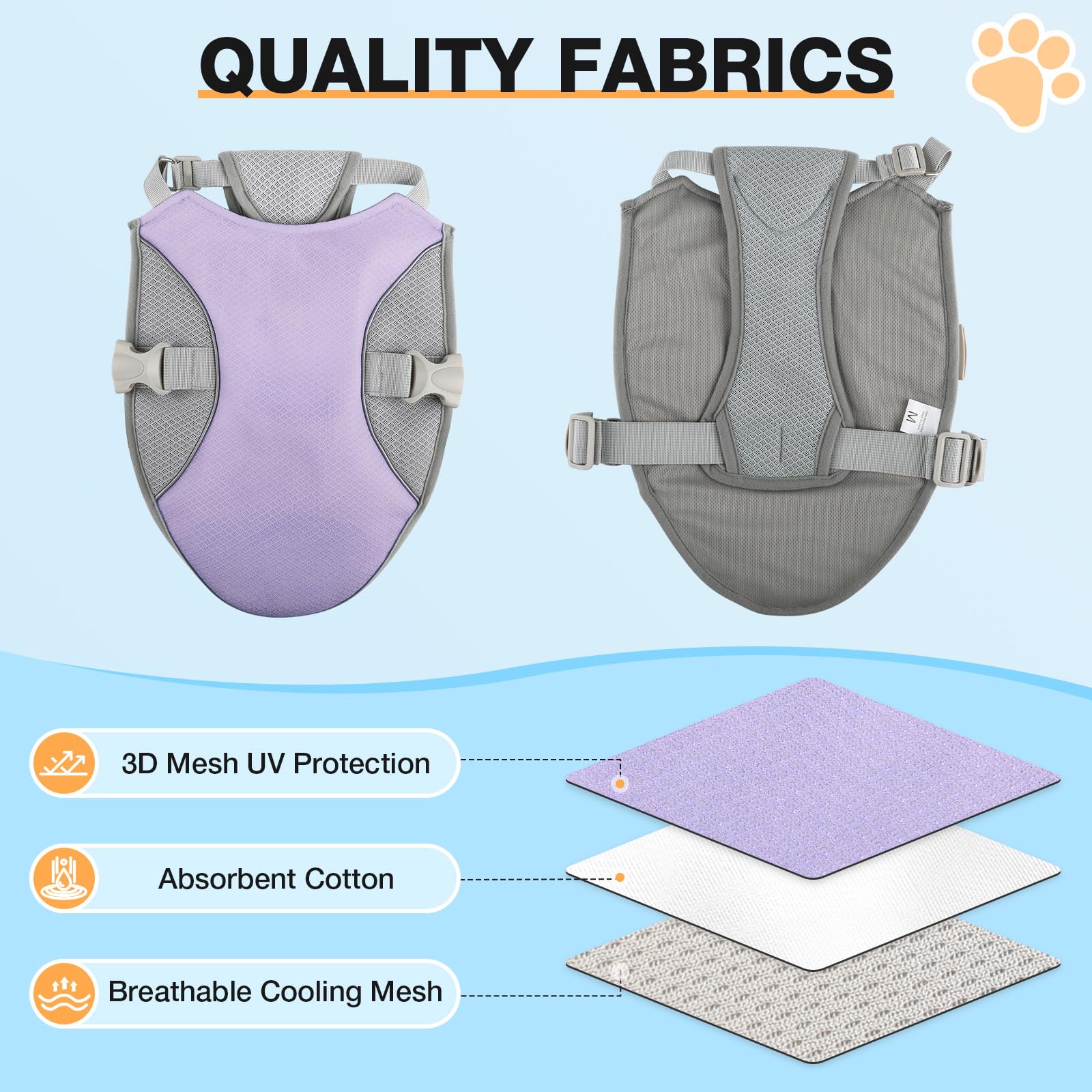 Dog Cooling Vest Harness Uv Protection Pet Cooler Jacket With Adjustable Buckle For Summer Beach And Hiking Lavender Purple-Larg
