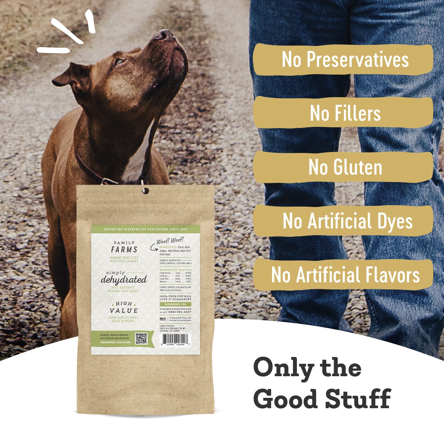 Farm Hounds Duck Trainers - Premium Jerky Treats for Dogs - 4.5 oz - 100% Humanely Raised - No Fillers - Made in USA