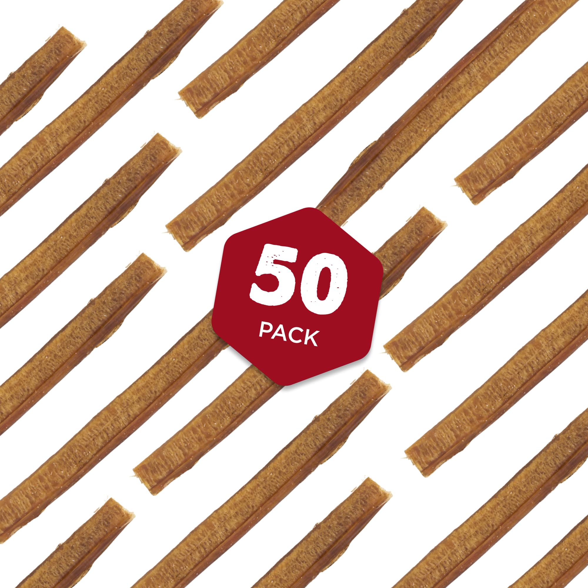 Best Bully Sticks 6 Inch Bully Sticks for Dogs - 50 Count (Pack of 1) - Natural, Easily Digestible, 100% Grass-Fed Beef, Grain a