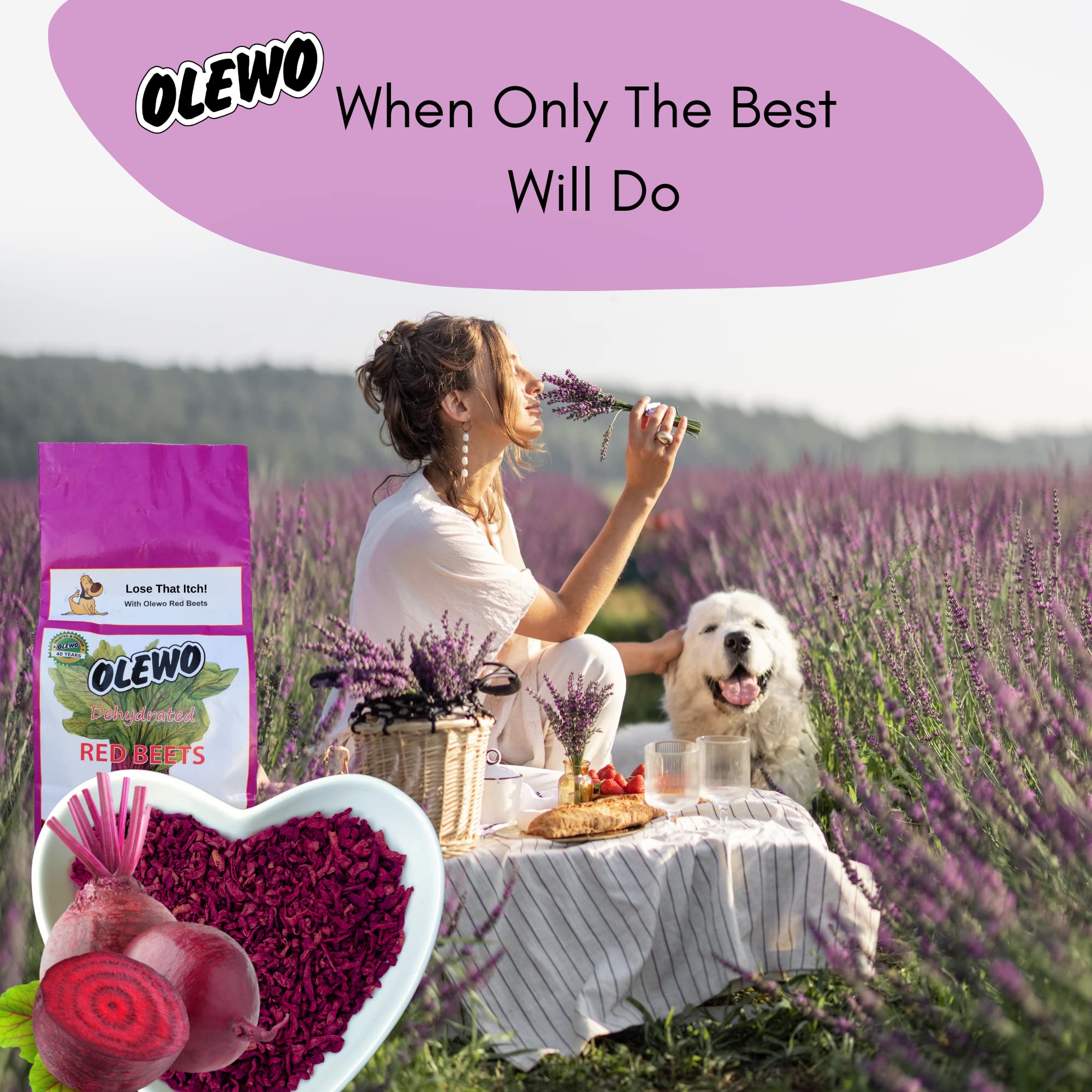 Olewo Original Red Beets for Dogs - Natural Anti Itch for Dogs, Dog Food Topper, Immune, Cleansing, Skin & Coat Support, Dehydra