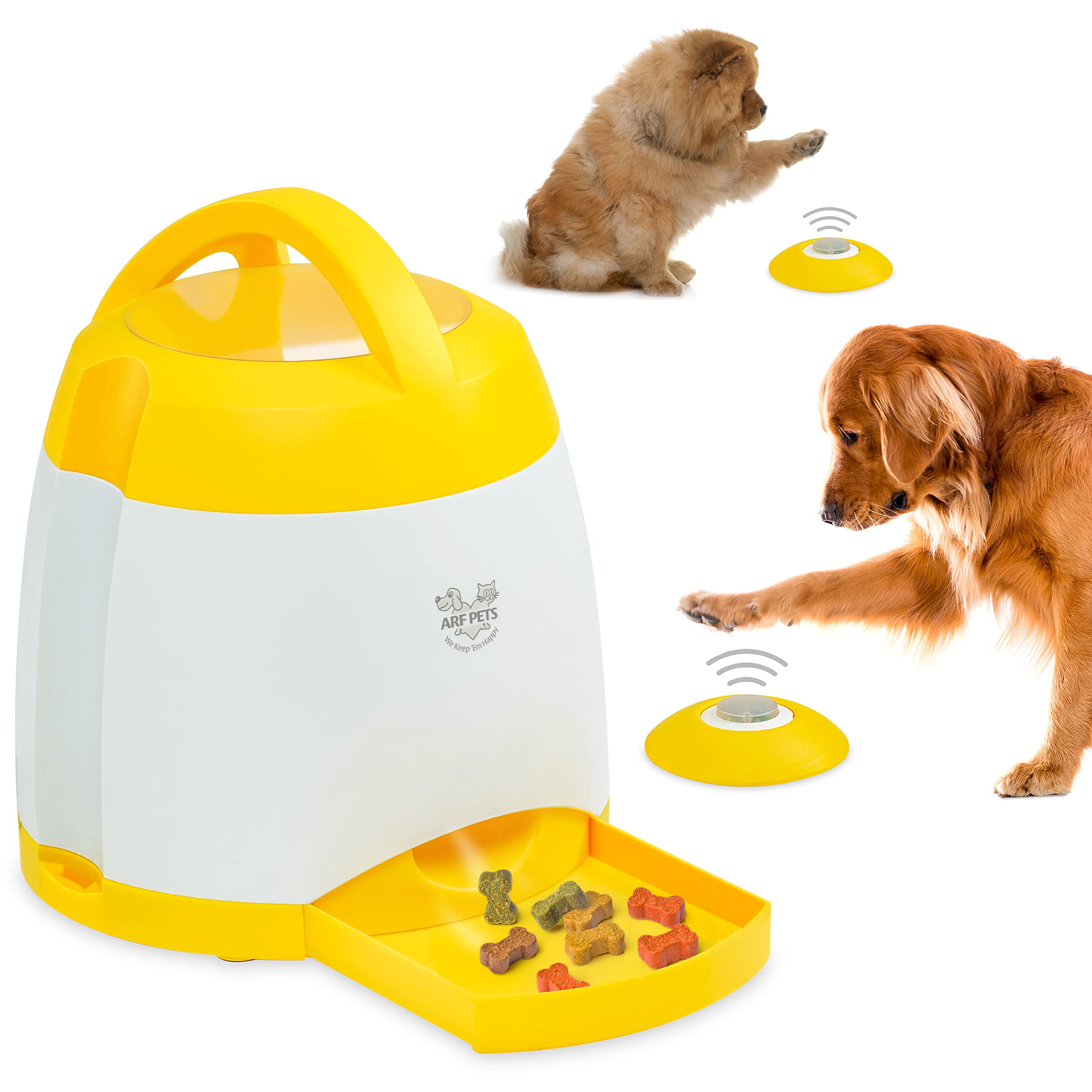 Arf Pets Dog Treat Dispenser with Remote Button - Dog Memory Training Activity Toy - Treat While Train, Promotes Exercise by Rew