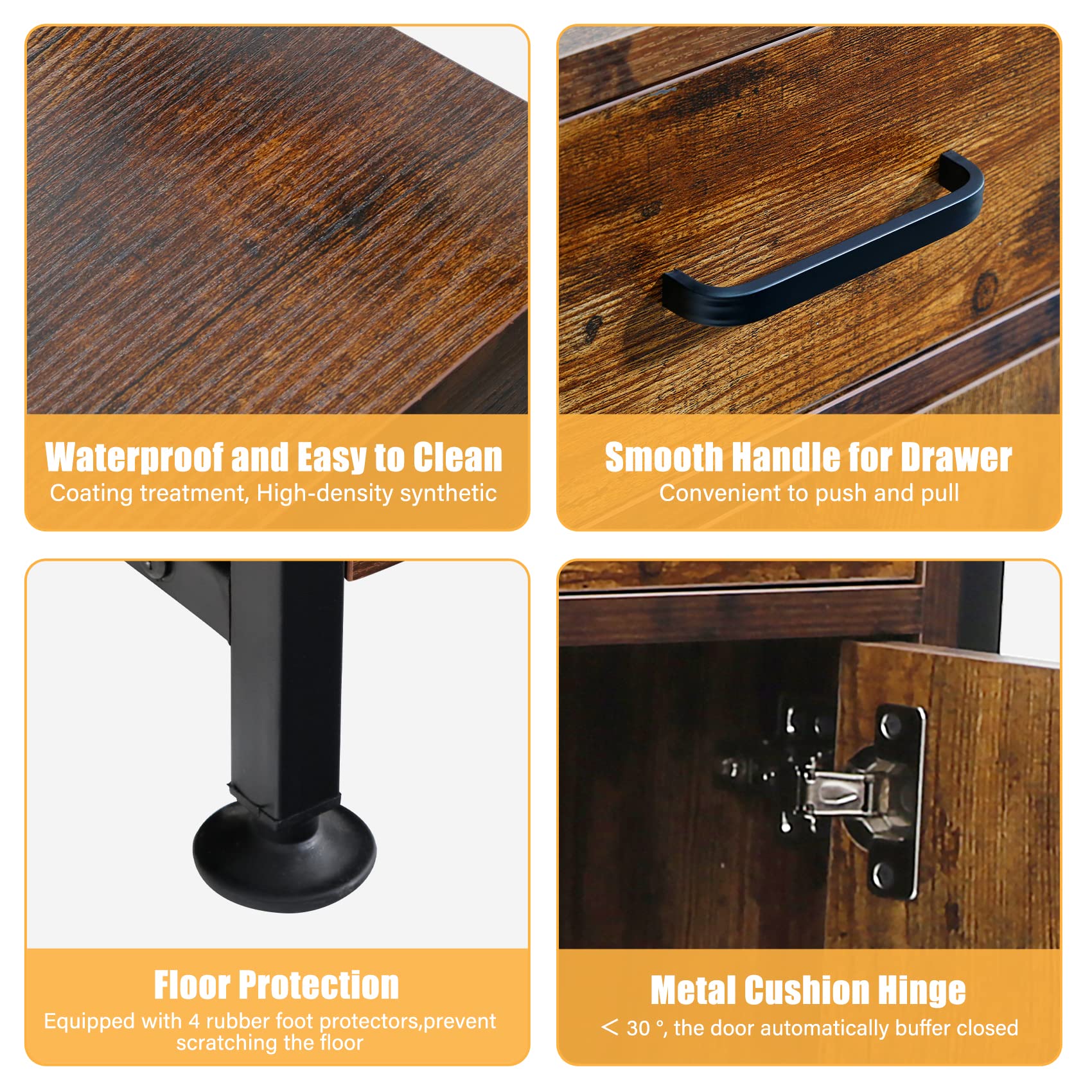 Tengchang Large Cat Litter Box Enclosure Cabinet, Hidden Cat Washroom House Box Pet Cates With Double Drawers & Doors