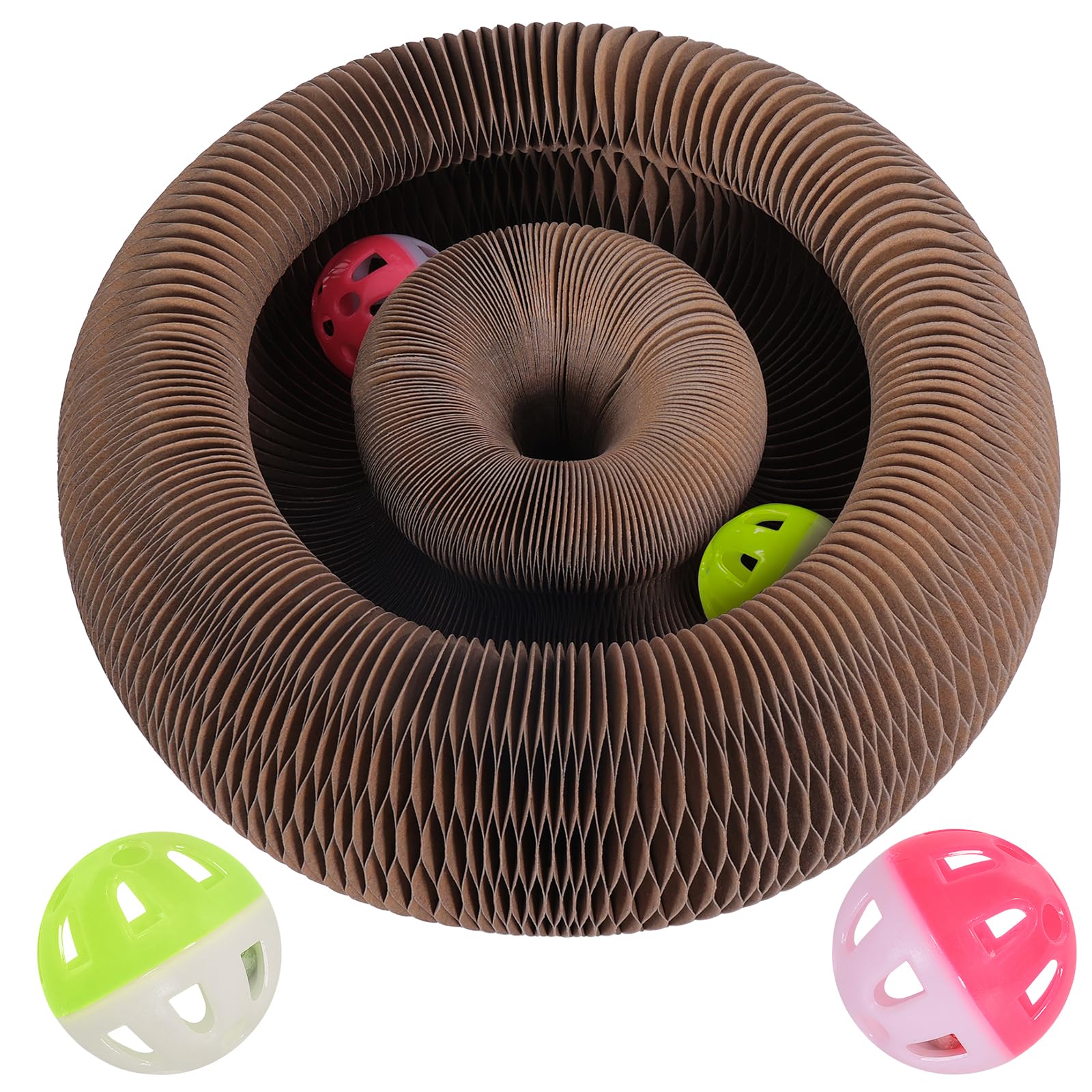Konoator Magic Organ Cat Scratching Board - Foldable Interactive Cat Toy With 2 Bell Balls, Durable Cardboard Design For Indoor 