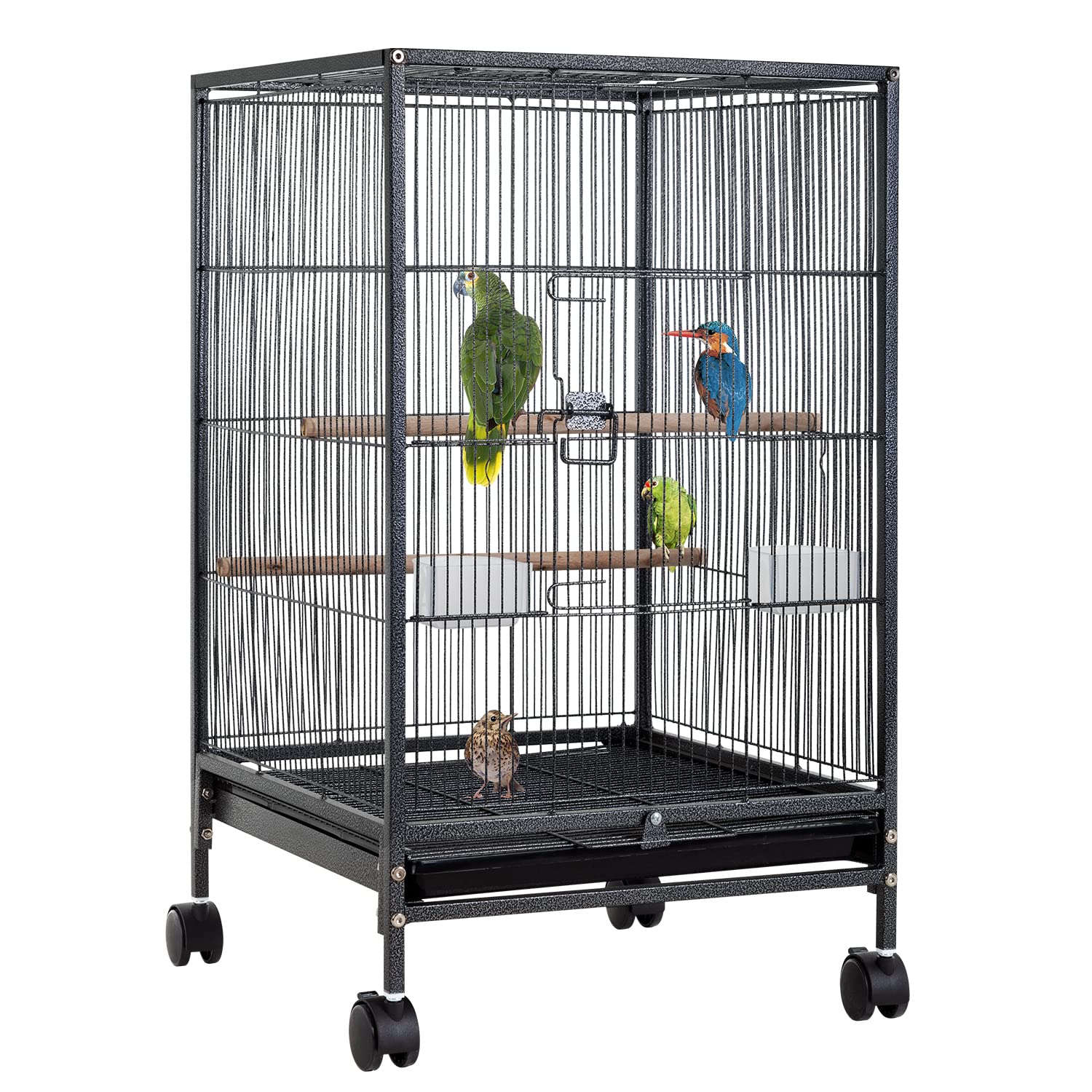 BestPet 35 inch Wrought Iron Bird Cage with Play Open Top and Rolling Stand,Large Parrot Cage Bird Cages for Parakeets,Cockatiel