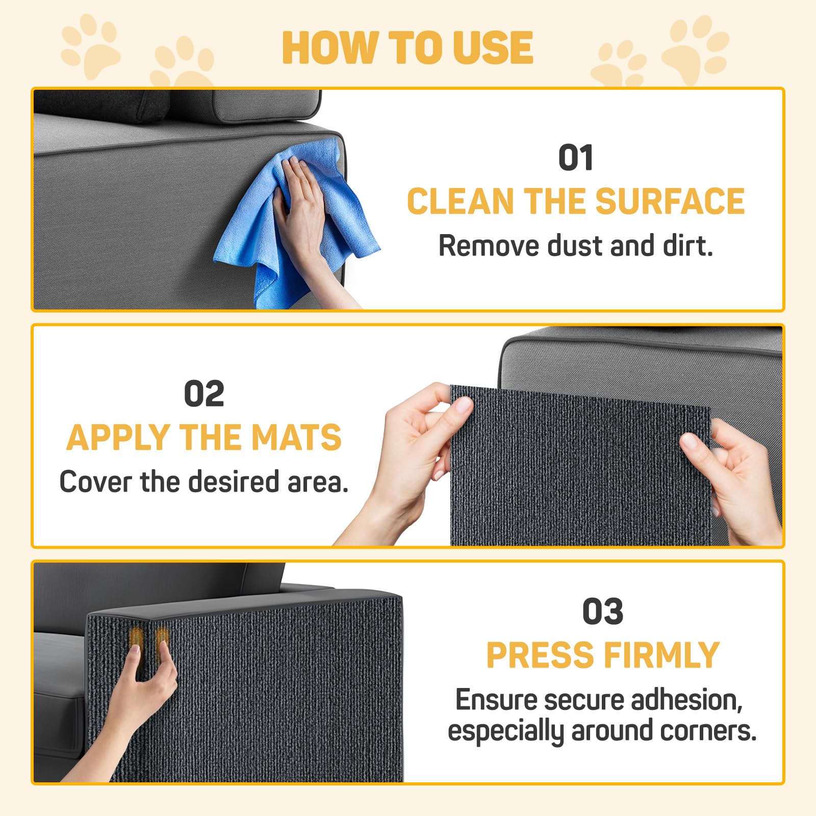 7-Pack Cat Scratch Couch Furniture Protector (Dark Gray),Pre-Cut, 11.81'' X 15.74'' Each, Self-Adhesive Cat Scratch Pads, Durabl