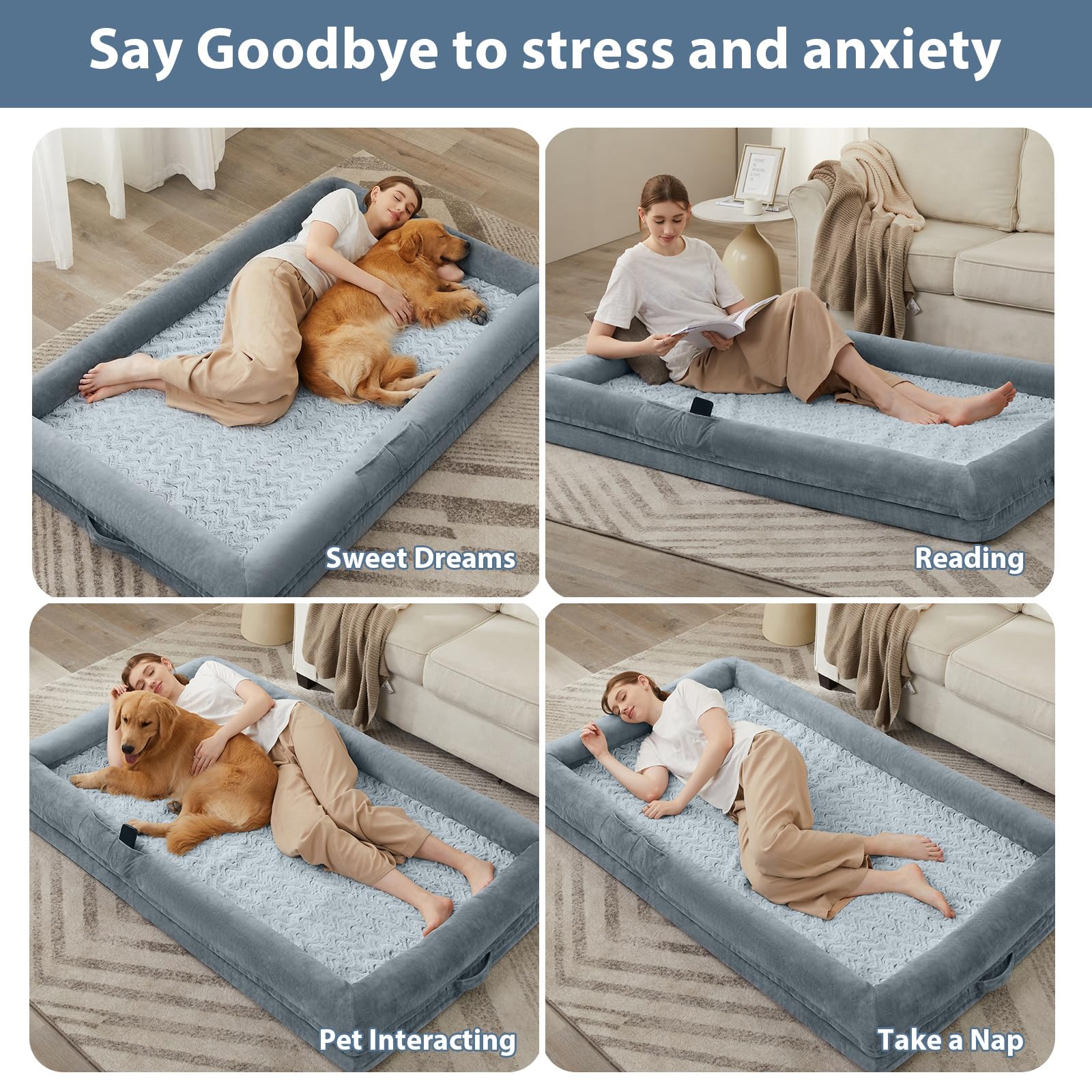 Wnpethome Human Dog Bed - 71' X 46' Orthopedic Dog Sofa With Removable, Waterproof Cover, Extra Large With Bolster Sides